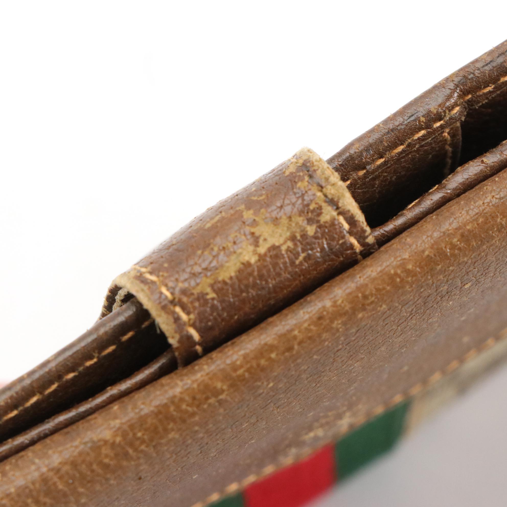 Gucci Accessory Collection Bifold Wallet in GG Supreme Canvas and Brown Leather