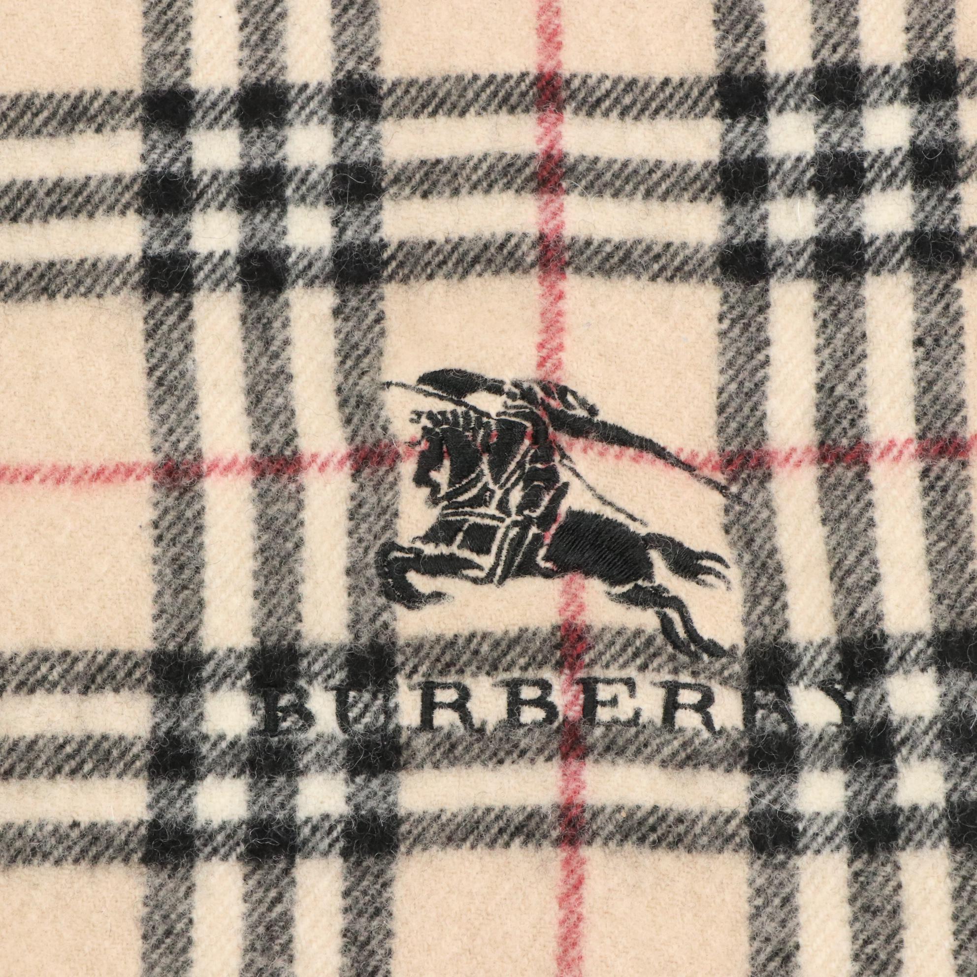 Burberry Fringe Scarf in House Check Wool