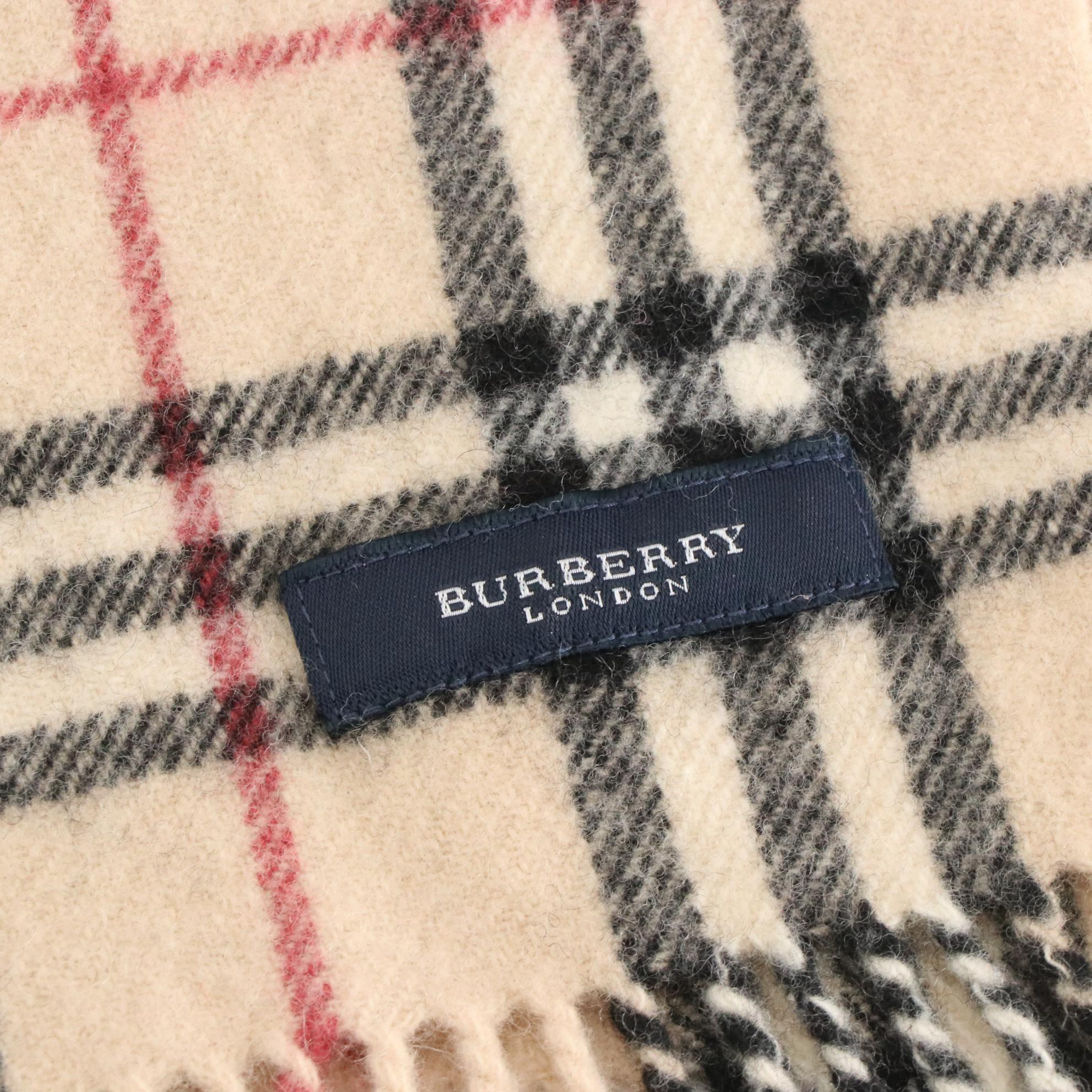 Burberry Fringe Scarf in House Check Wool