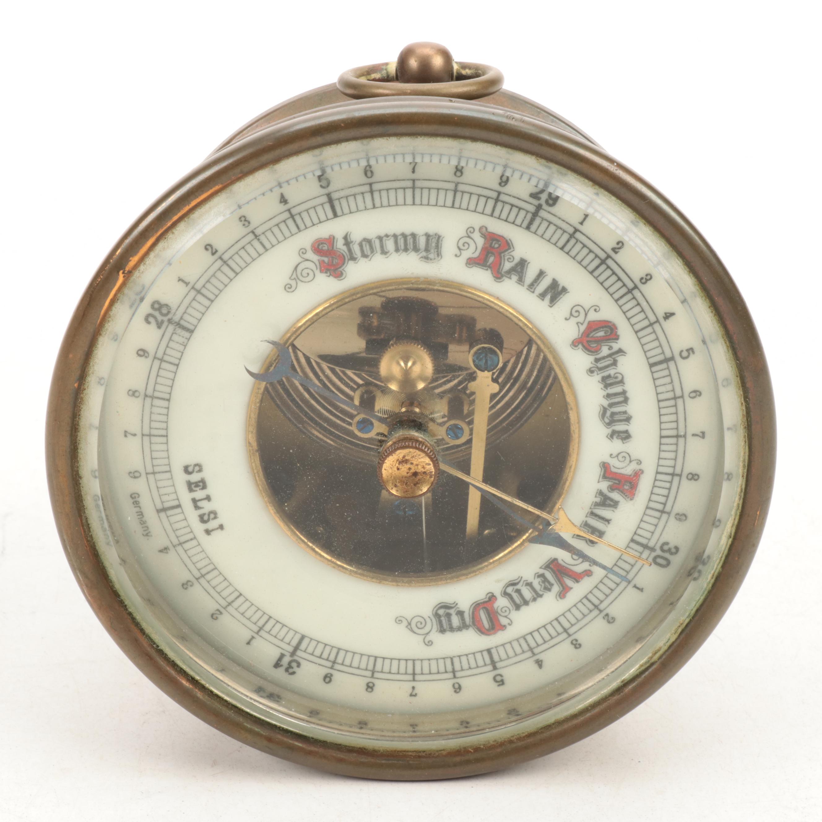 German Selsi Brass and Copper Wall Barometer
