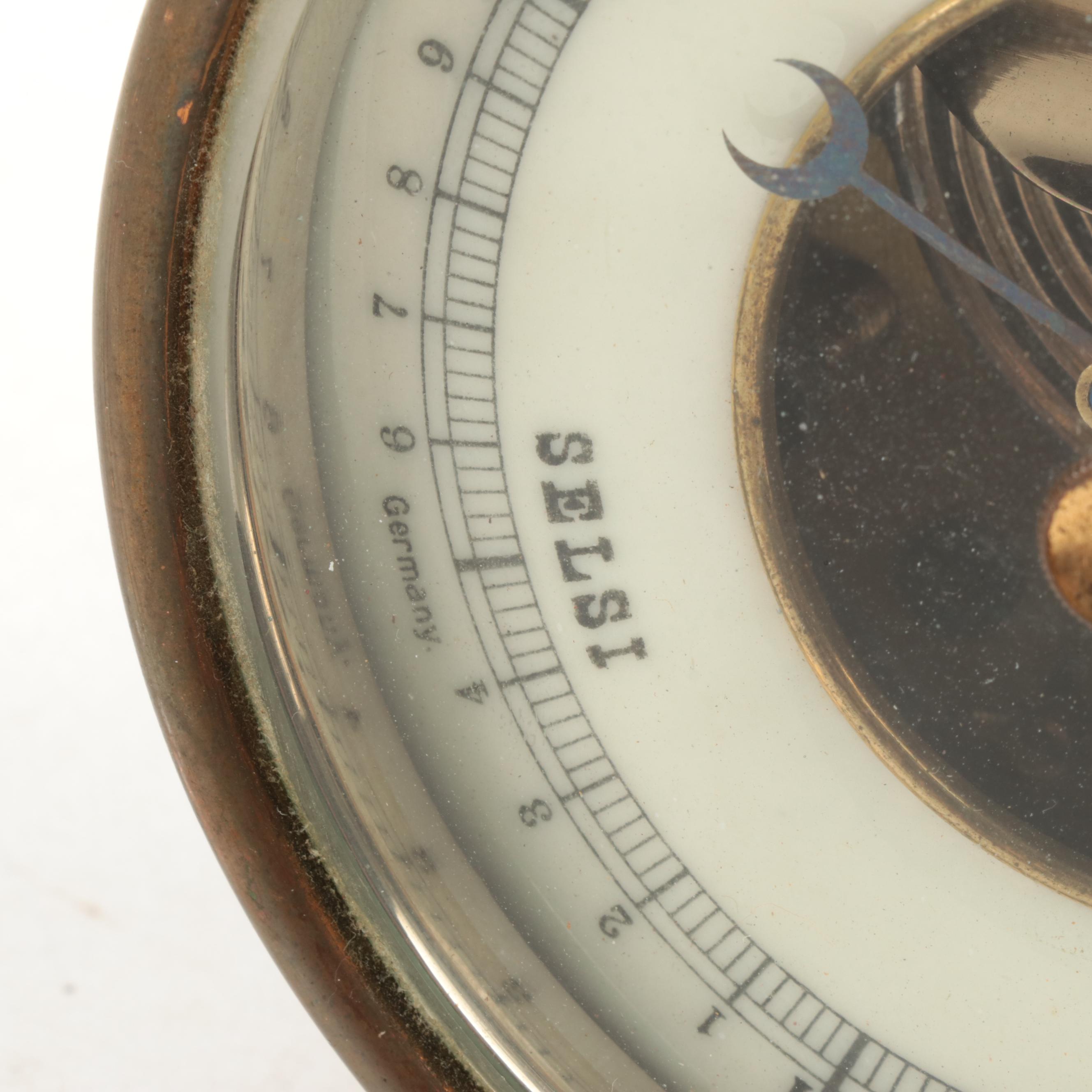 German Selsi Brass and Copper Wall Barometer