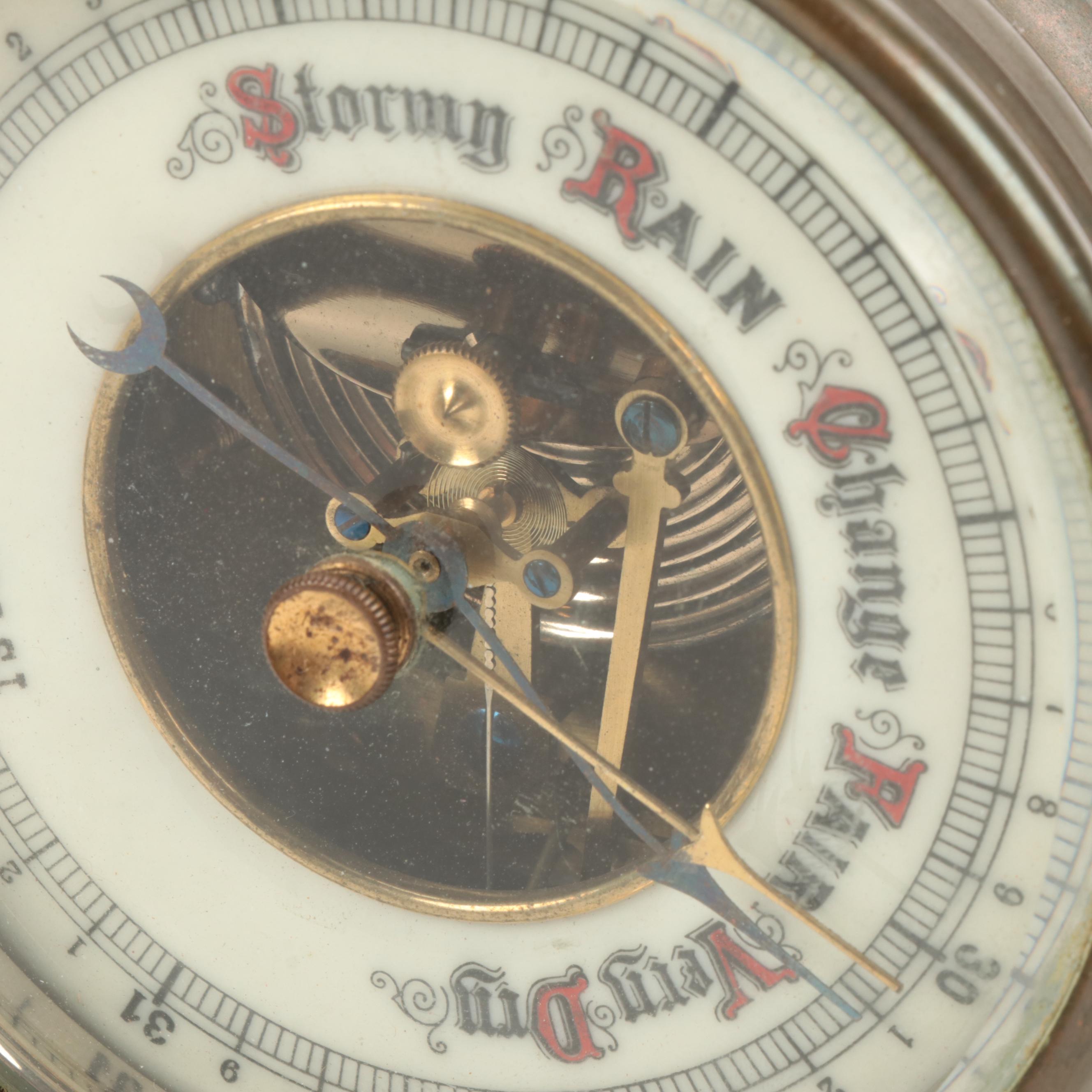 German Selsi Brass and Copper Wall Barometer