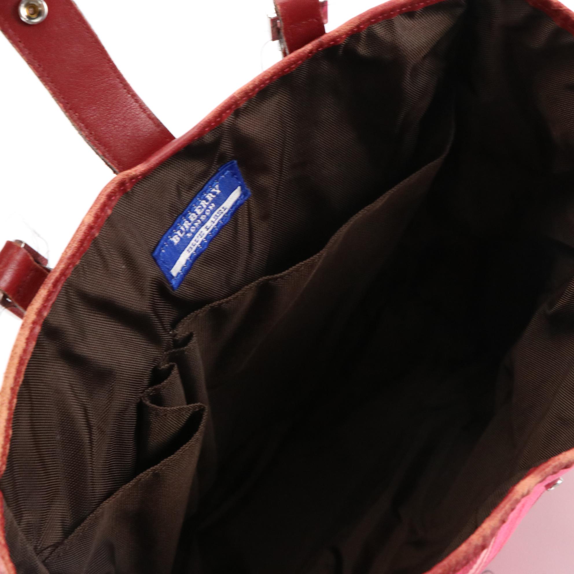 Burberry Blue Label Tote in Pink Nova Check Canvas and Leather Trim