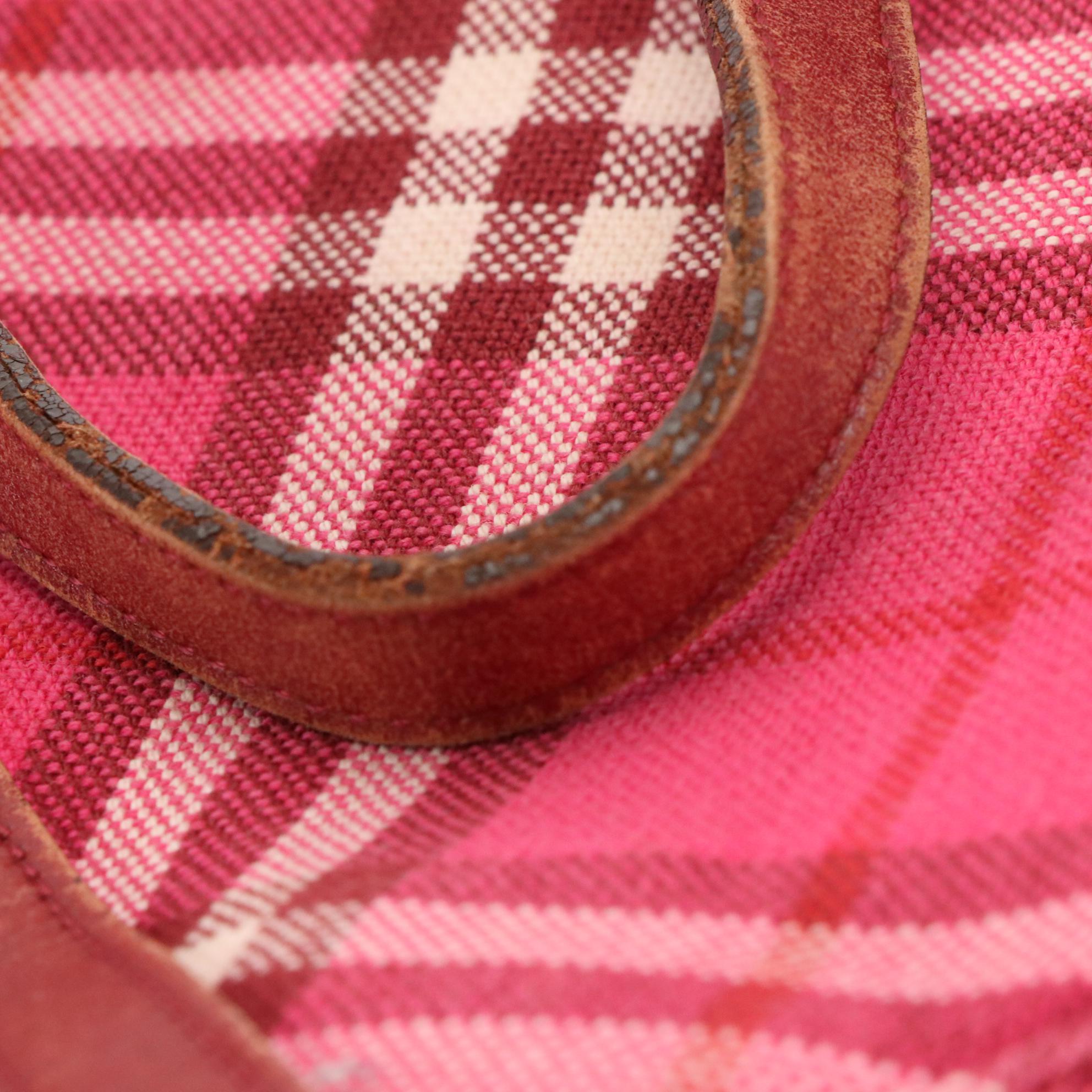 Burberry Blue Label Tote in Pink Nova Check Canvas and Leather Trim