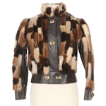 Patchwork Mink Fur Jacket with Leather Bodice