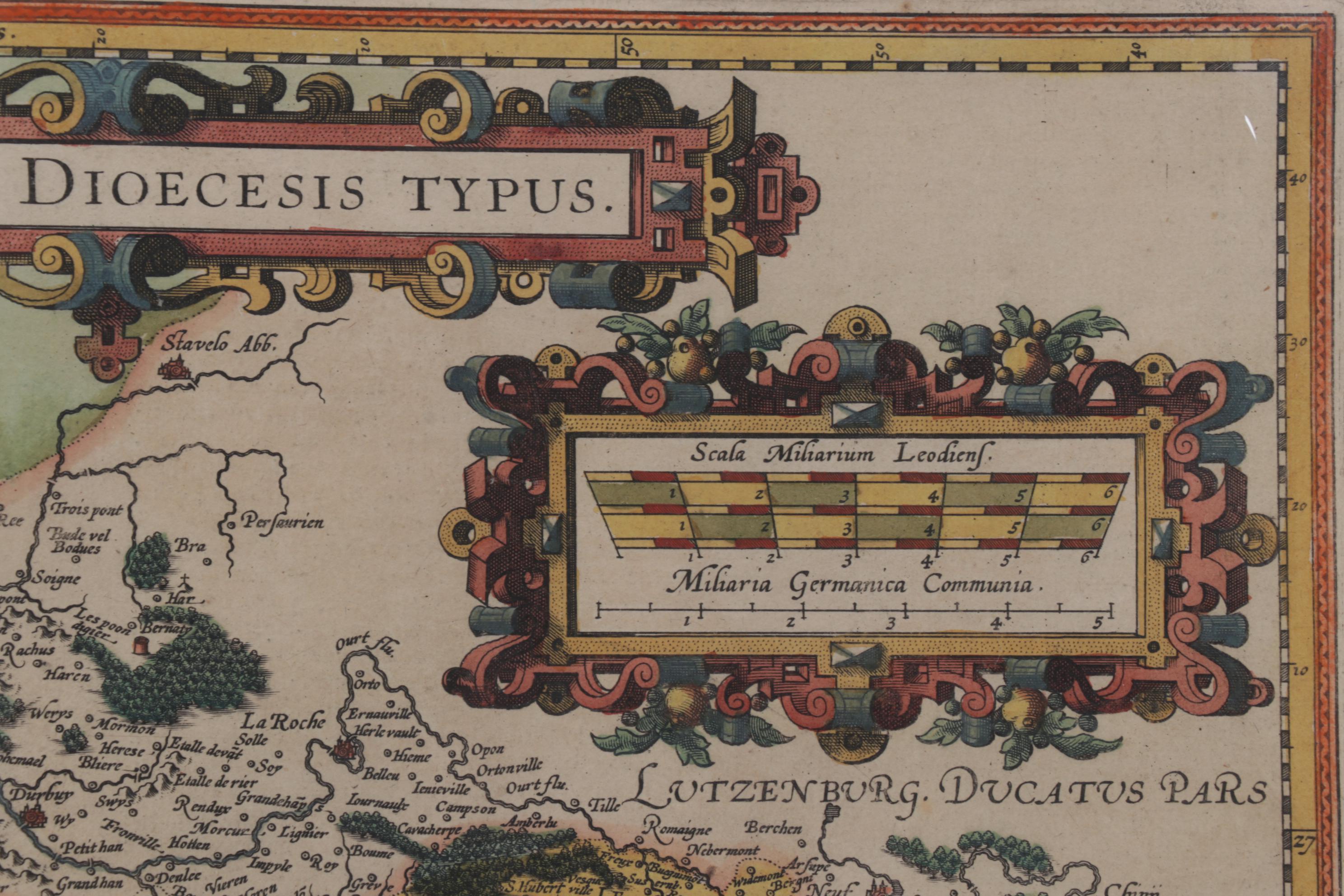 Mercator-Hondius Engraved Map "Leodiensis Dioecesis Typus", 17th Century
