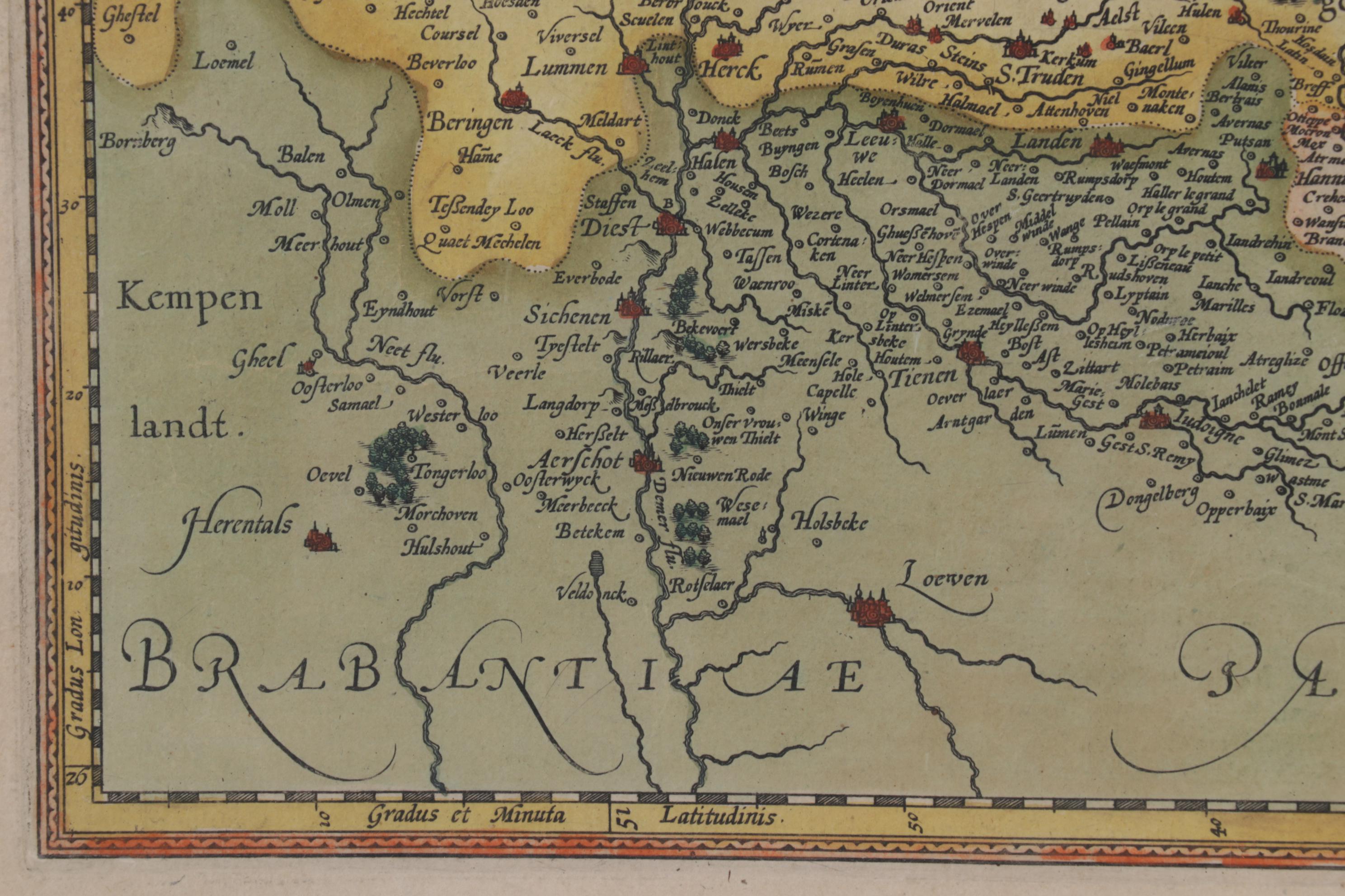 Mercator-Hondius Engraved Map "Leodiensis Dioecesis Typus", 17th Century