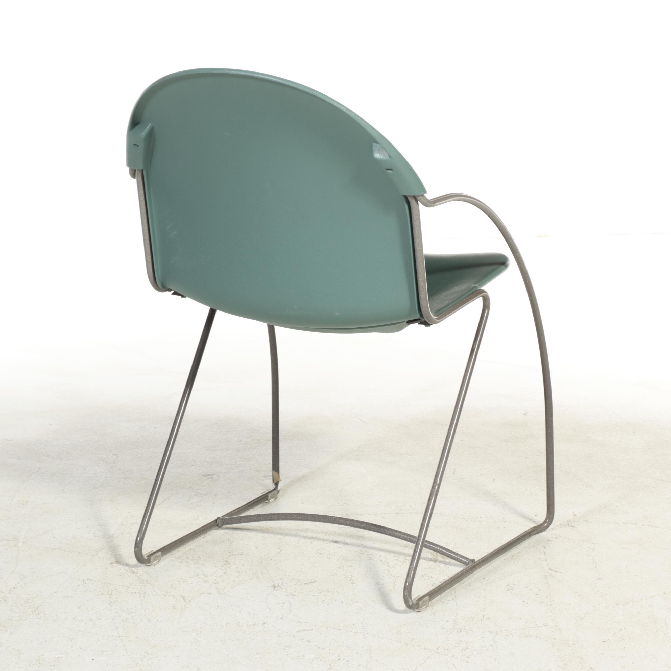 Five Steelcase "Parade" Post Modernist Stacking Chairs, Late 20th Century