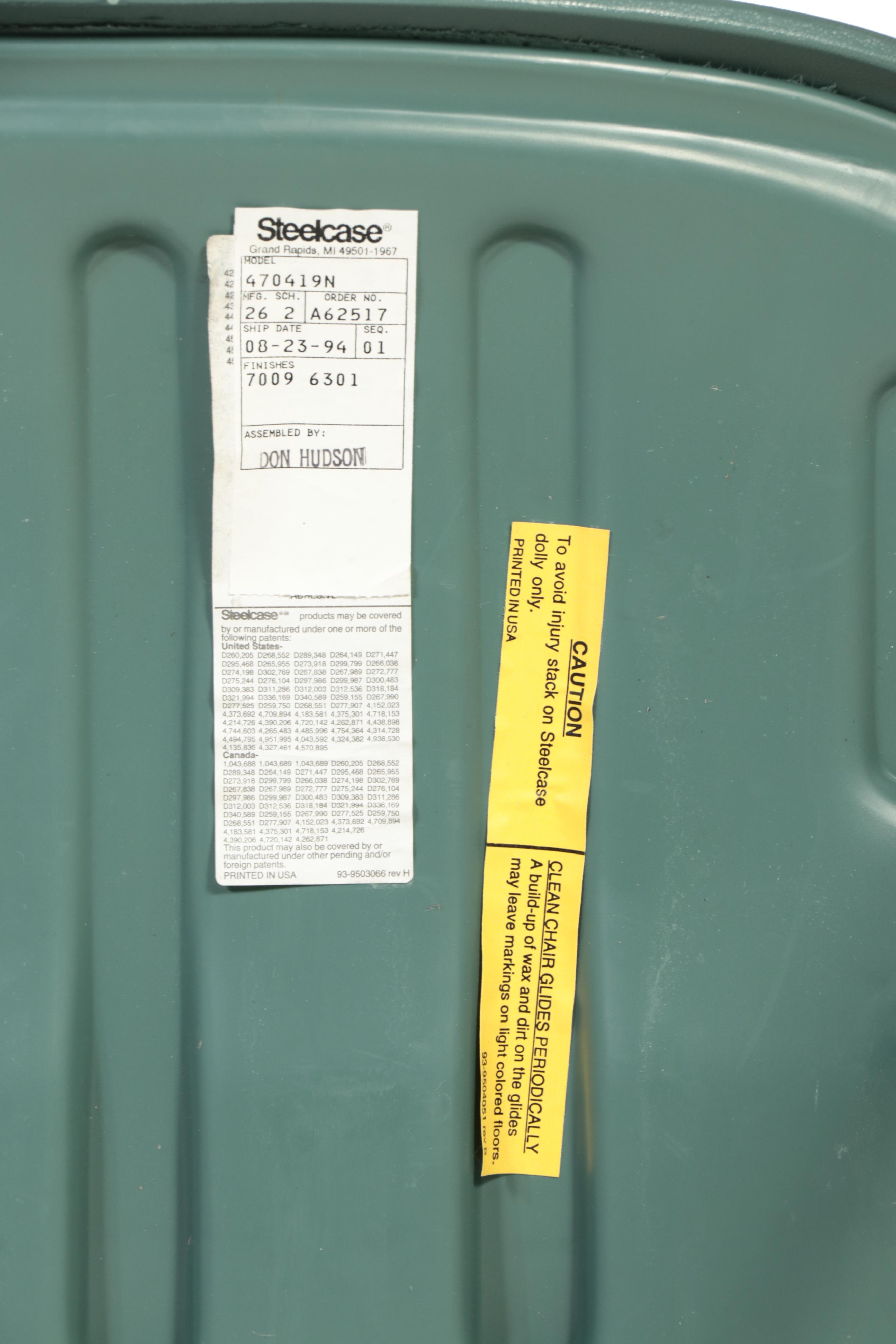 Five Steelcase "Parade" Post Modernist Stacking Chairs, Late 20th Century