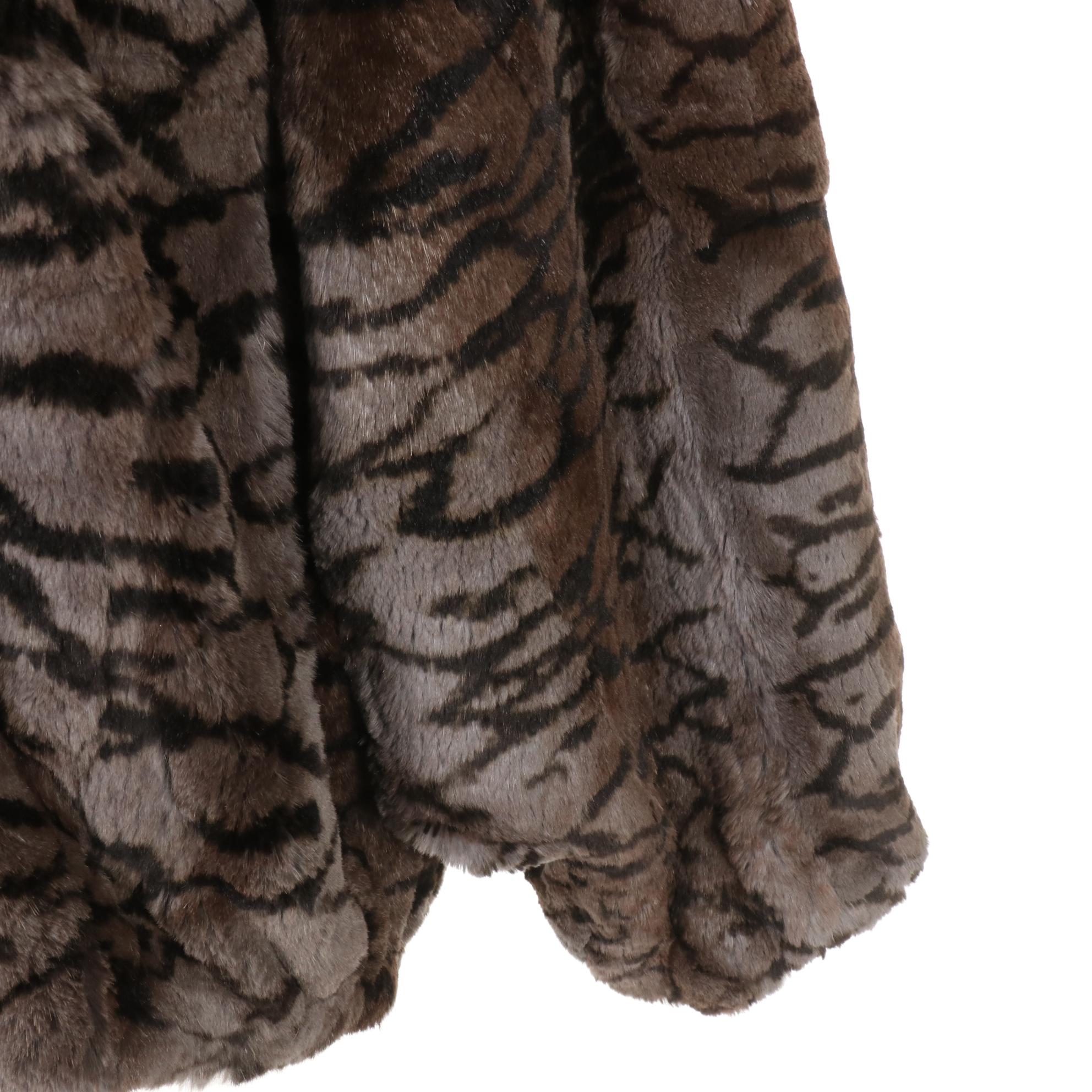 Patterned Sheared Rex Rabbit Fur Jacket by Jindo Furs Sport