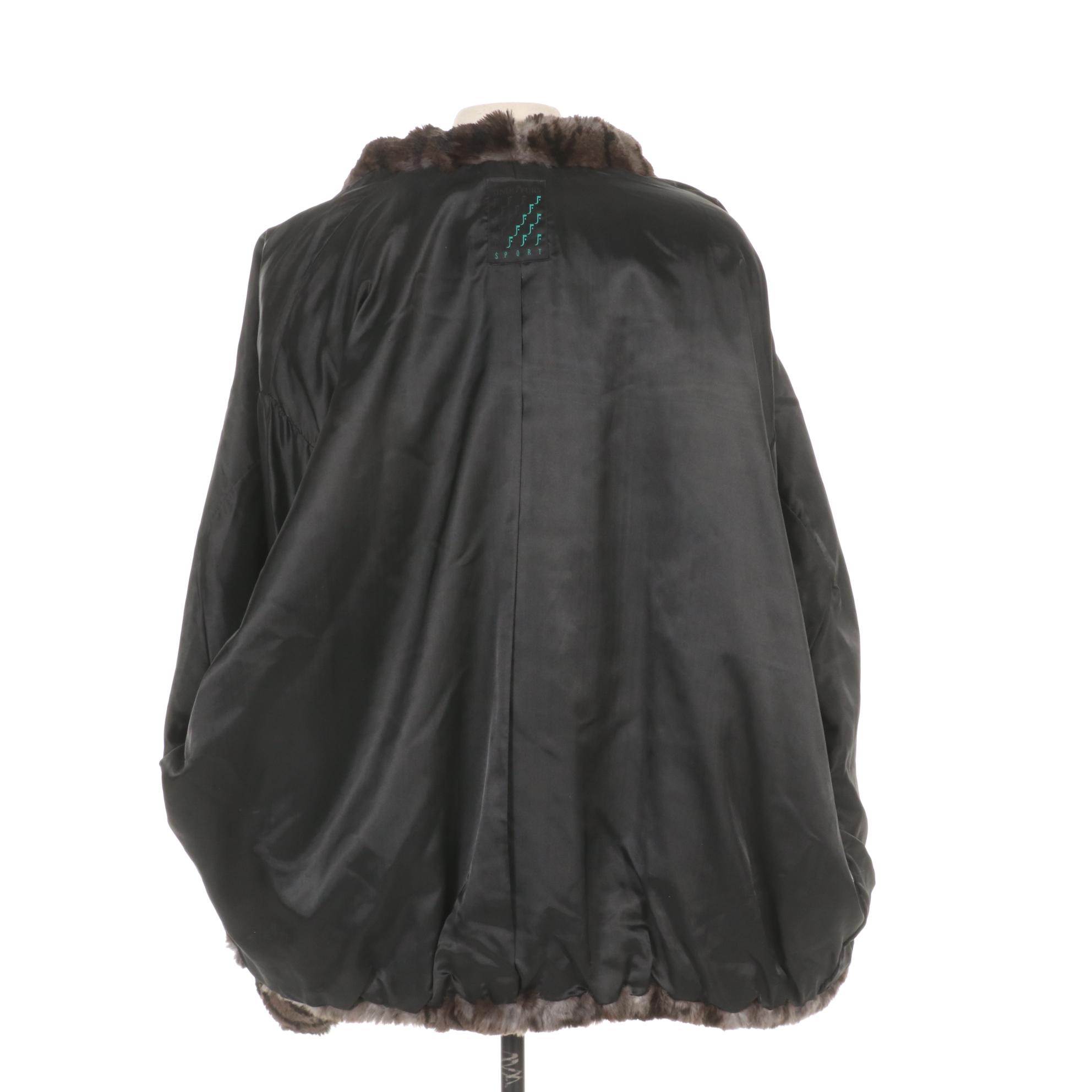 Patterned Sheared Rex Rabbit Fur Jacket by Jindo Furs Sport