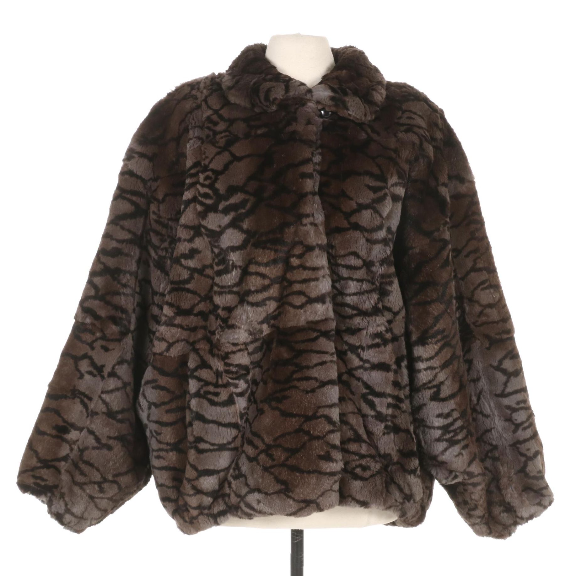 Patterned Sheared Rex Rabbit Fur Jacket by Jindo Furs Sport