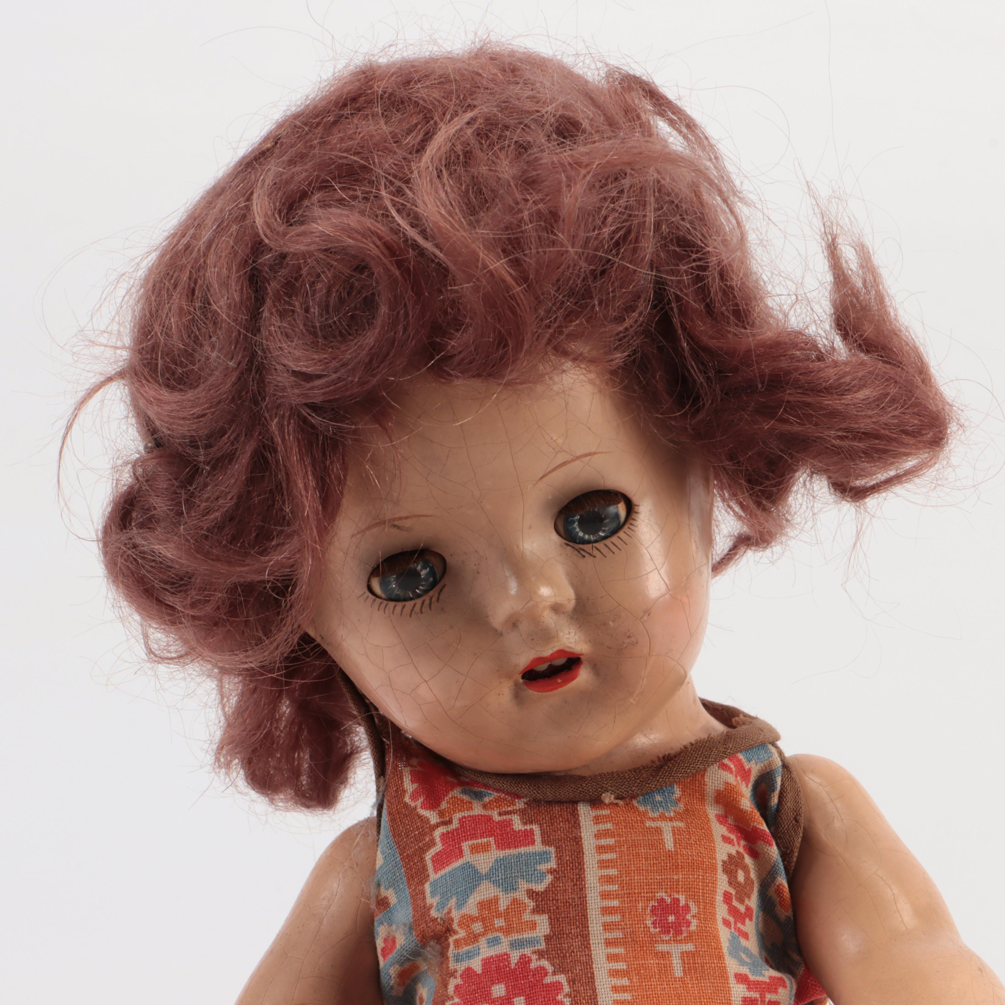 Composition Jointed Sleepy Eye Dolls, Mid-20th Century