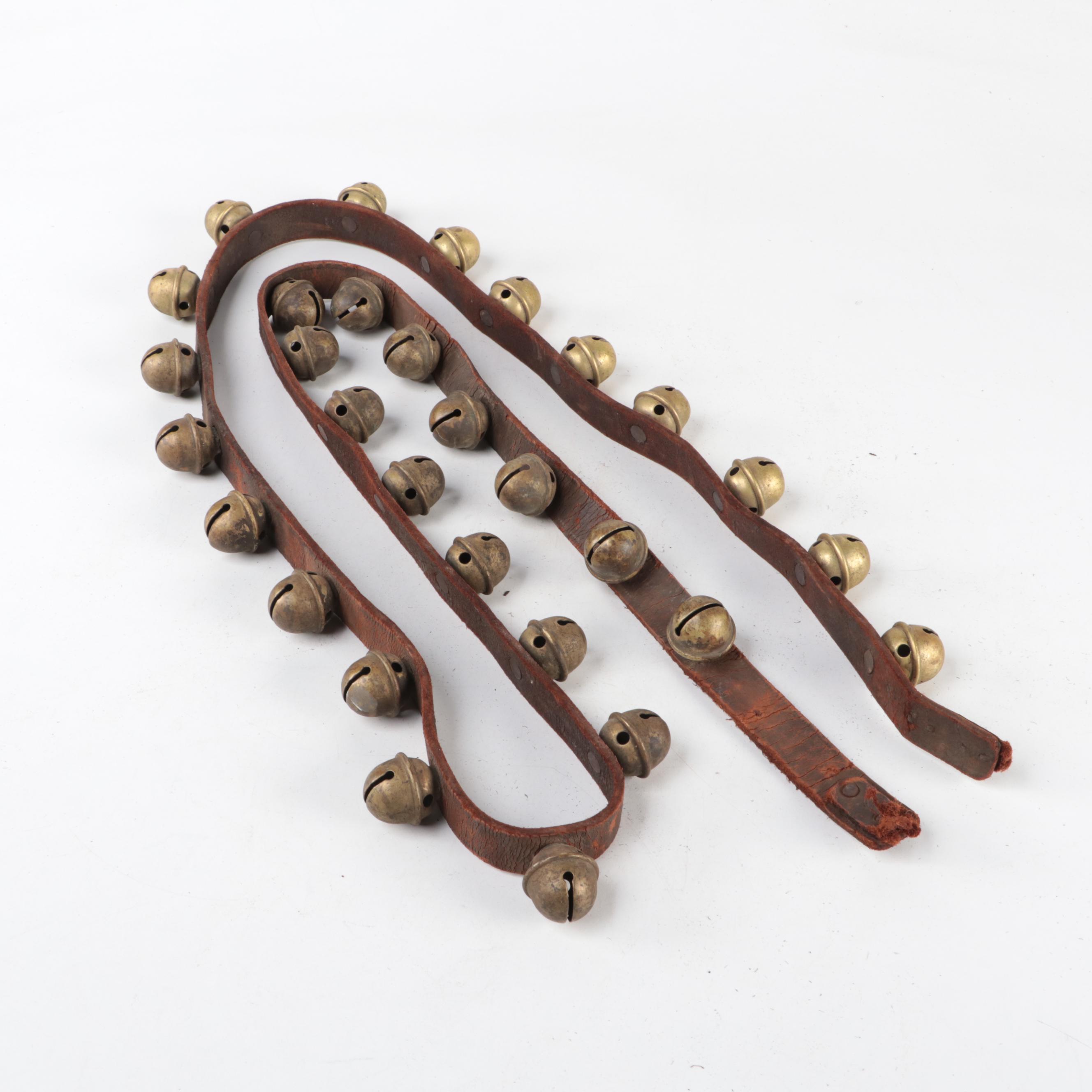Late Victorian Sleigh Bells on Leather Strap