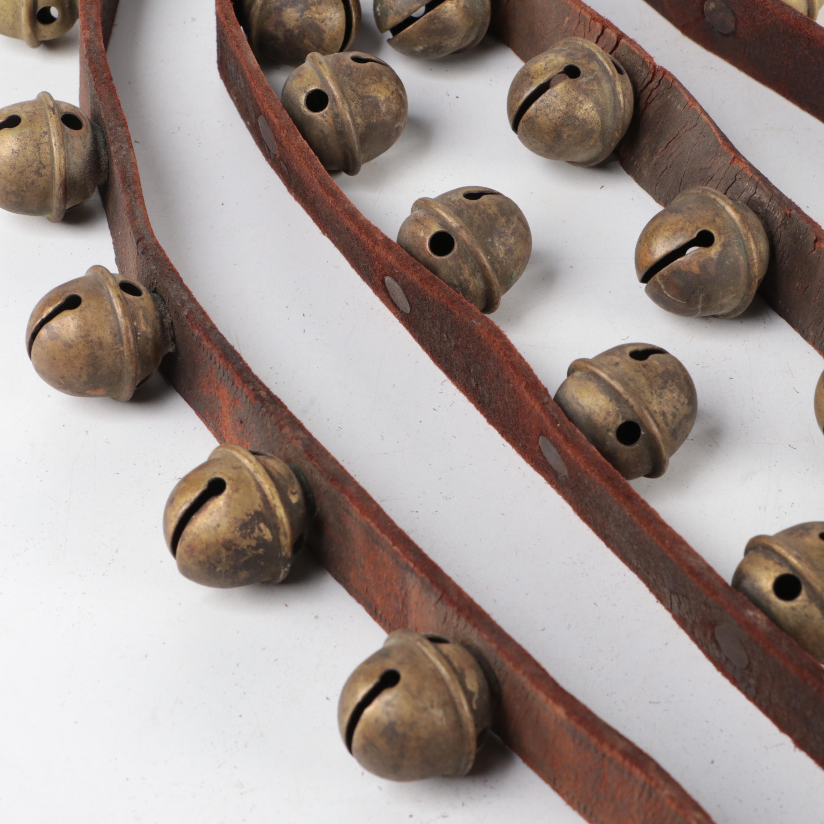 Late Victorian Sleigh Bells on Leather Strap