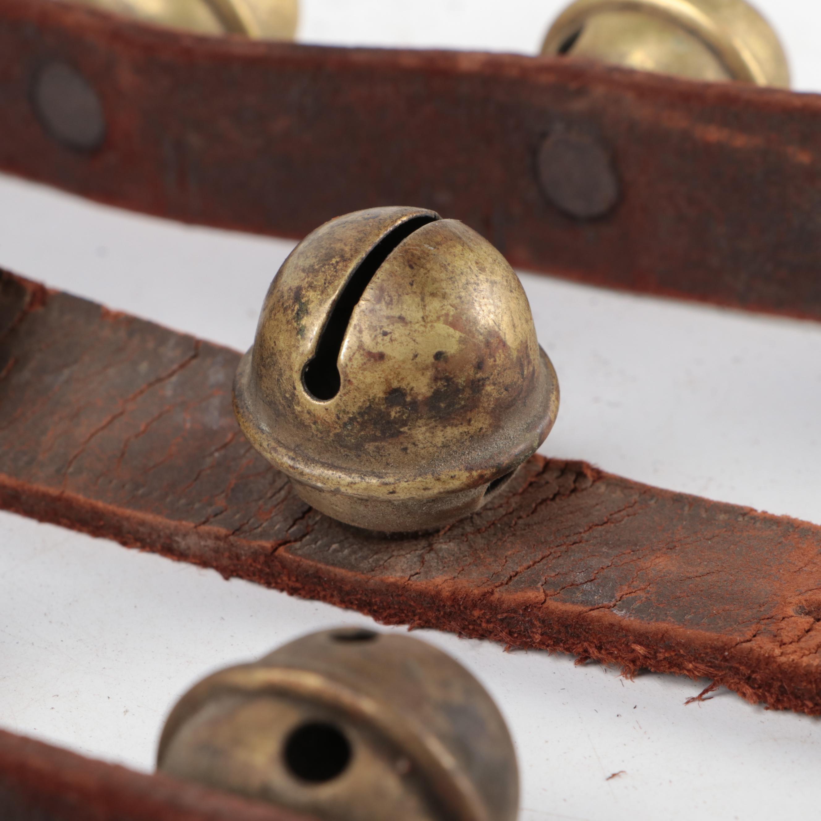Late Victorian Sleigh Bells on Leather Strap