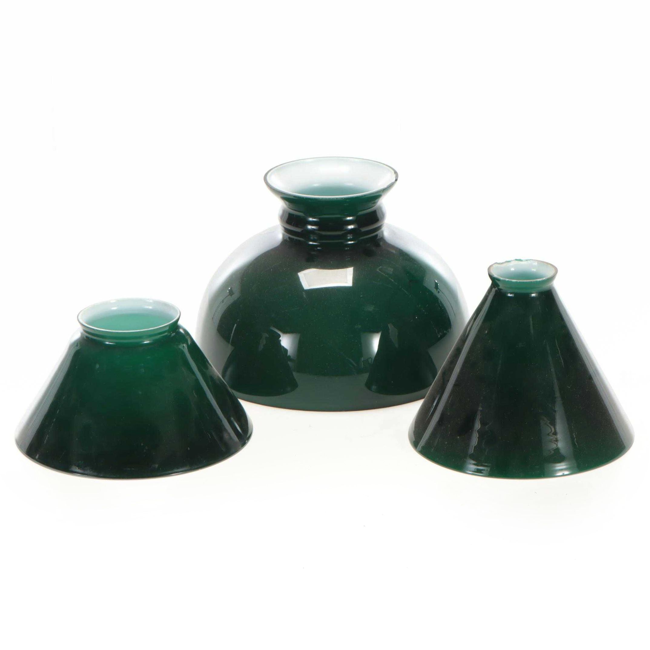 Cased Glass Green Student Lamp Shades