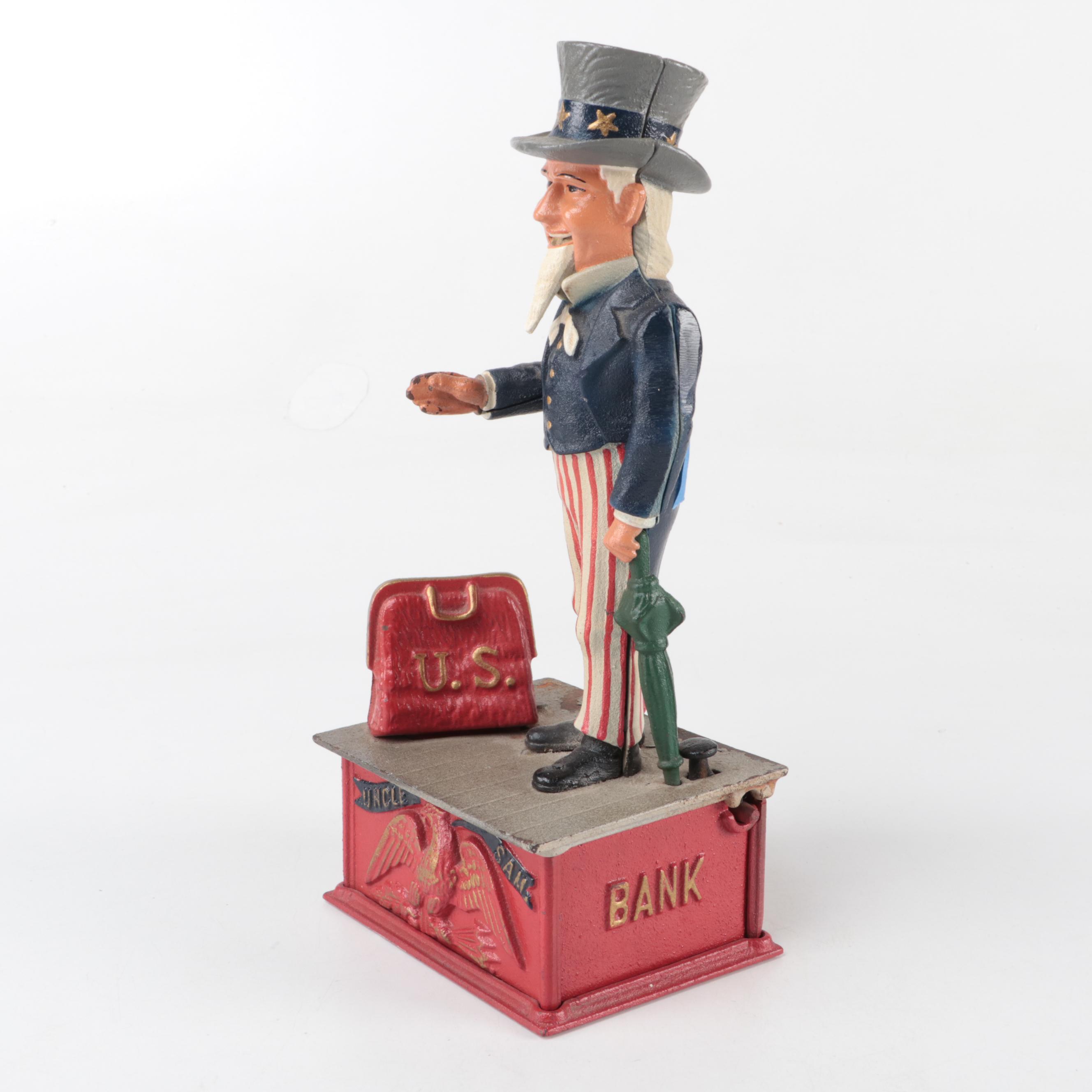 Replica Cast Iron "Uncle Sam" Mechanical Bank