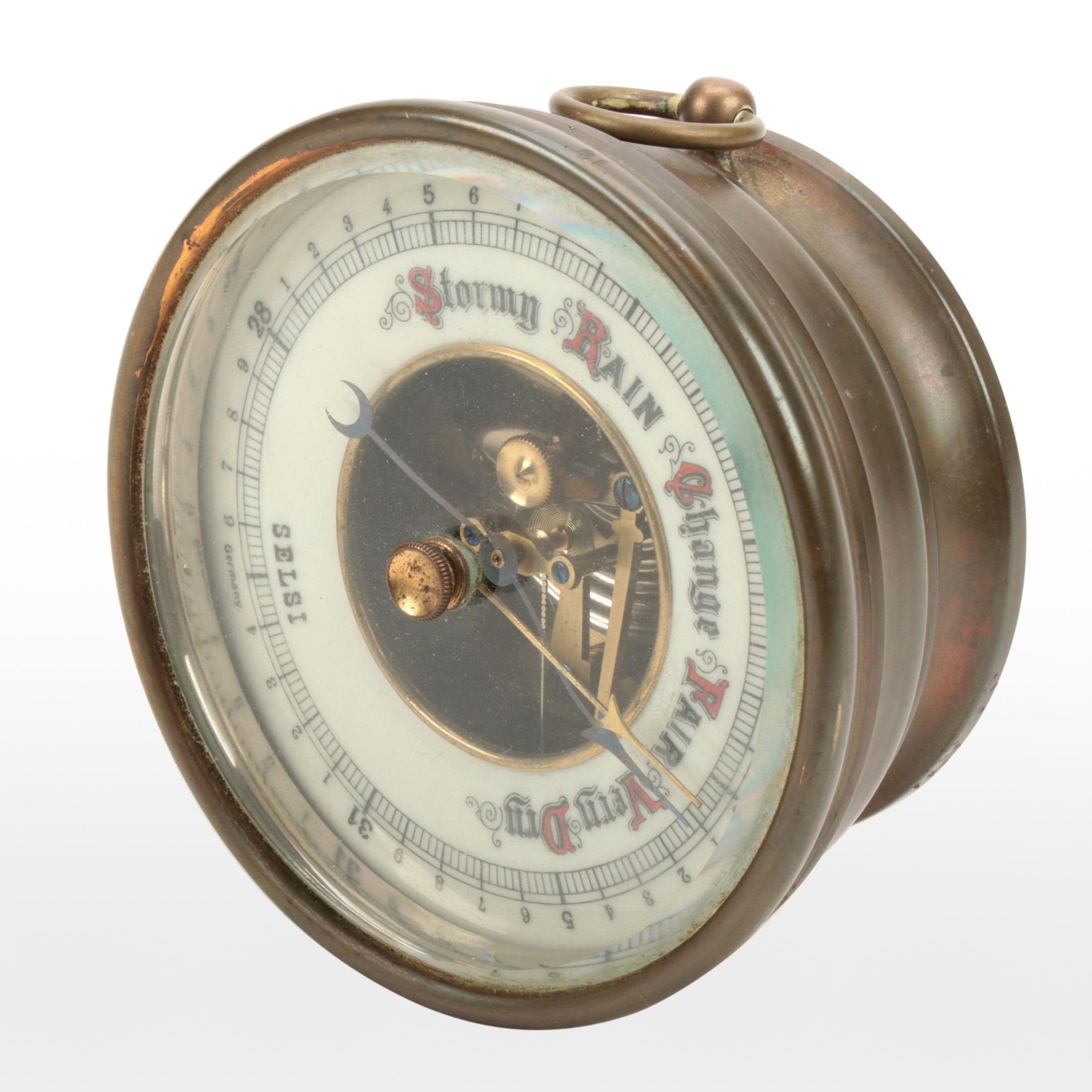 German Selsi Brass and Copper Wall Barometer