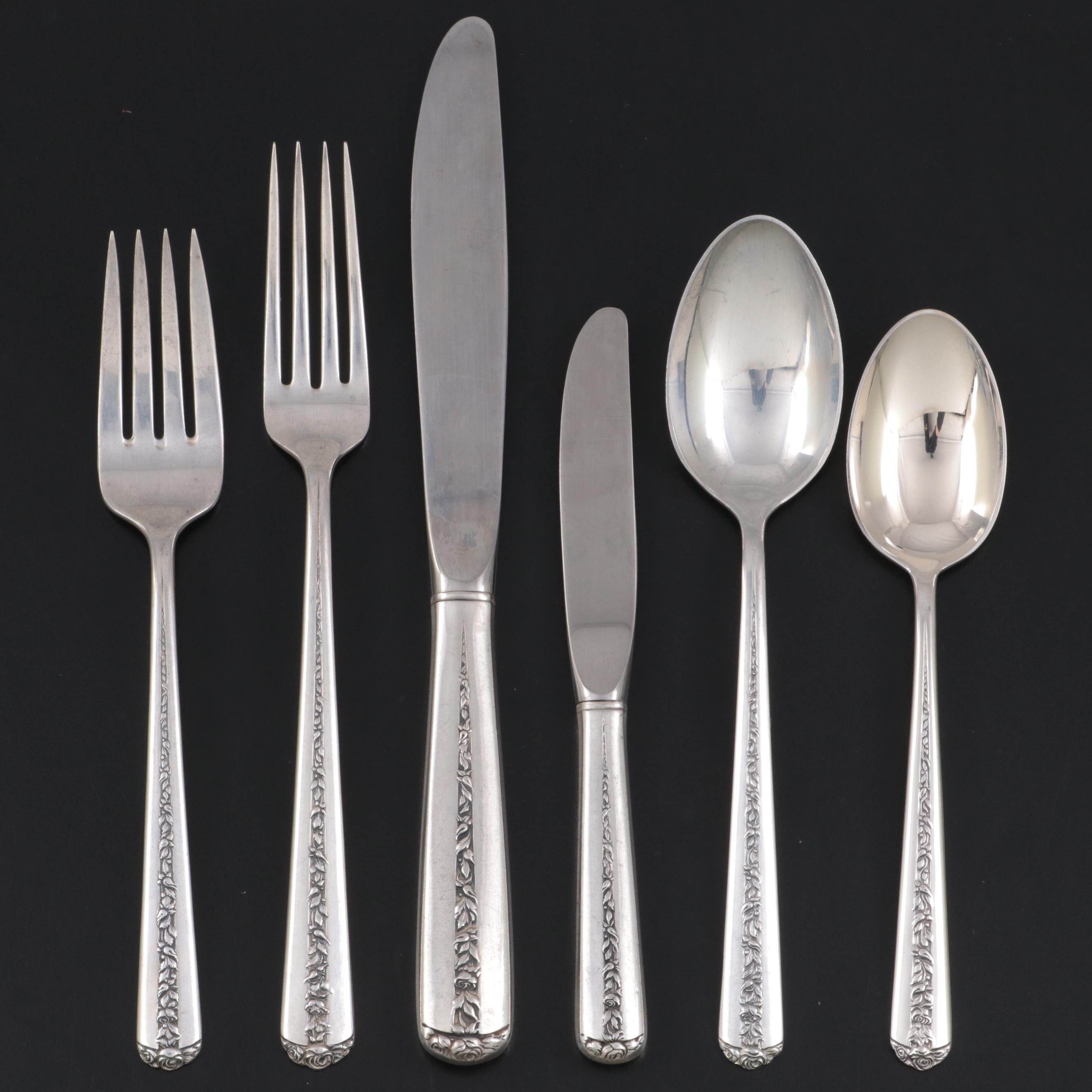 Towle "Rambler Rose" Sterling Silver Flatware, Mid to Late 20th Century
