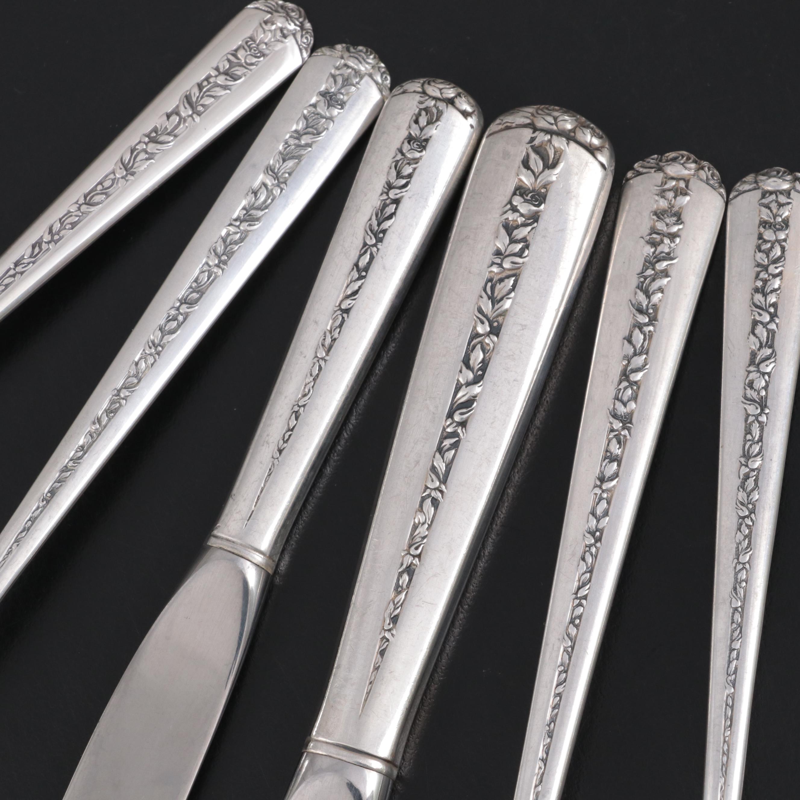 Towle "Rambler Rose" Sterling Silver Flatware, Mid to Late 20th Century