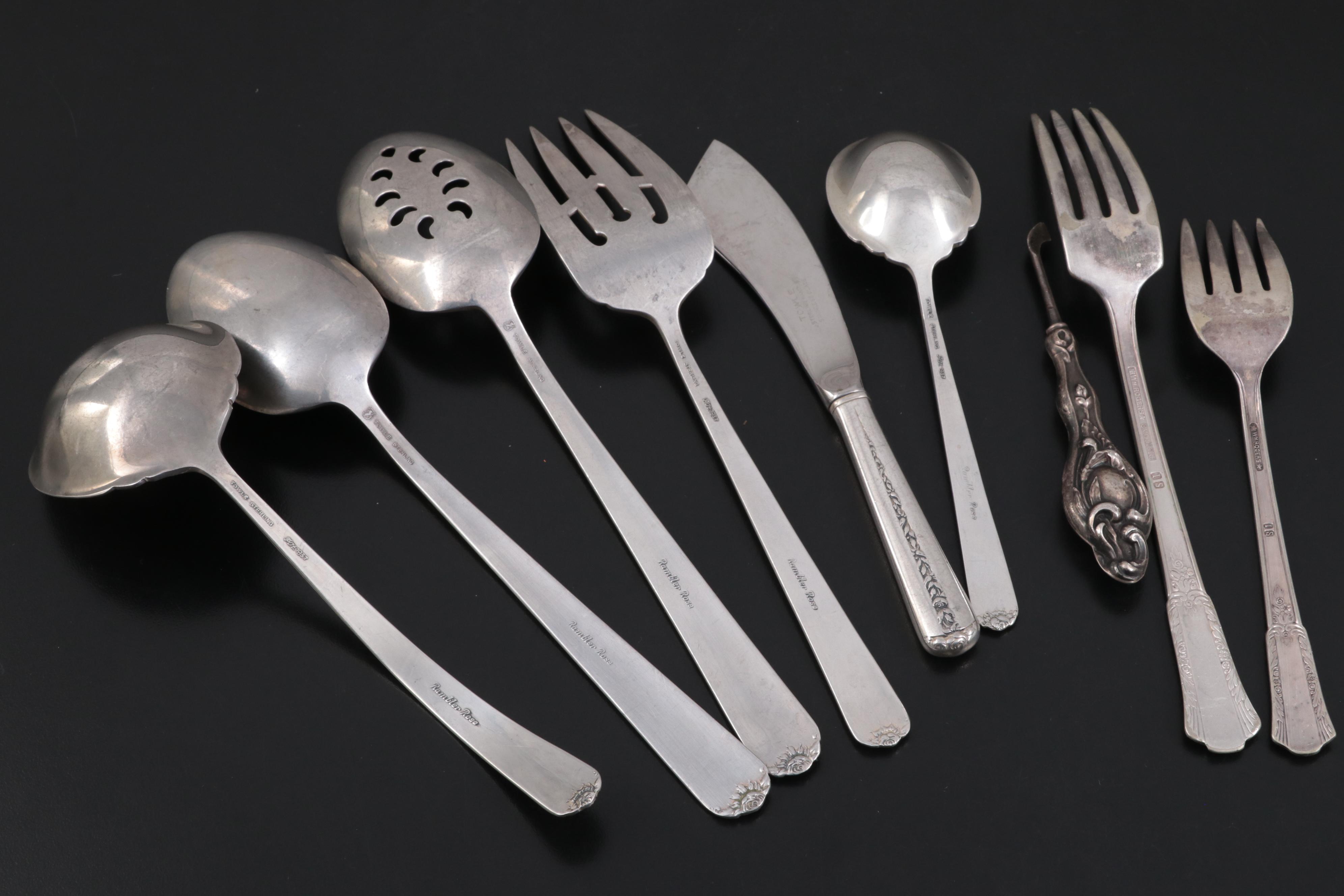 Towle "Rambler Rose" Sterling Silver Flatware, Mid to Late 20th Century