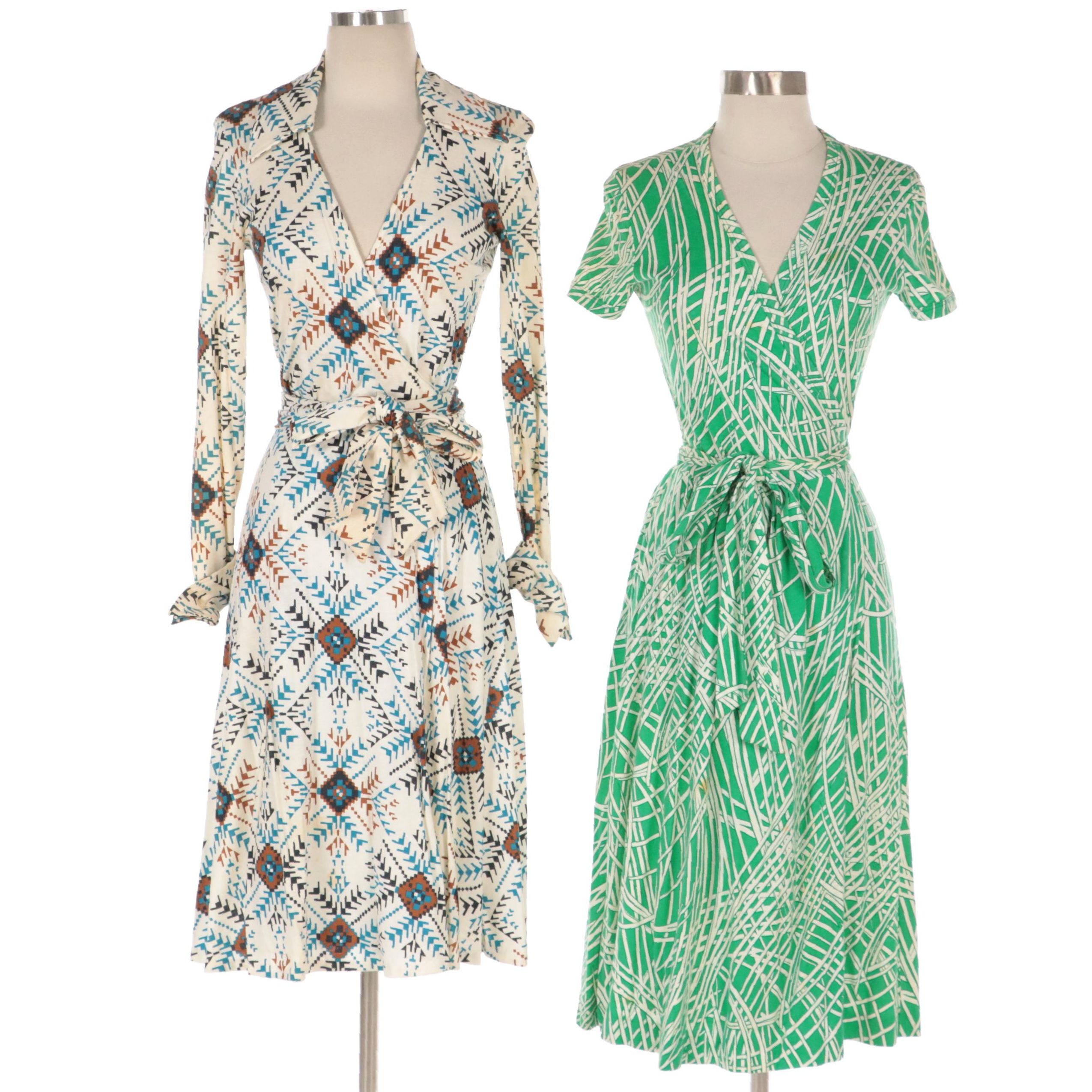 Diane von Fürstenberg Cotton/Rayon Jersey Wrap Dresses, 1970s