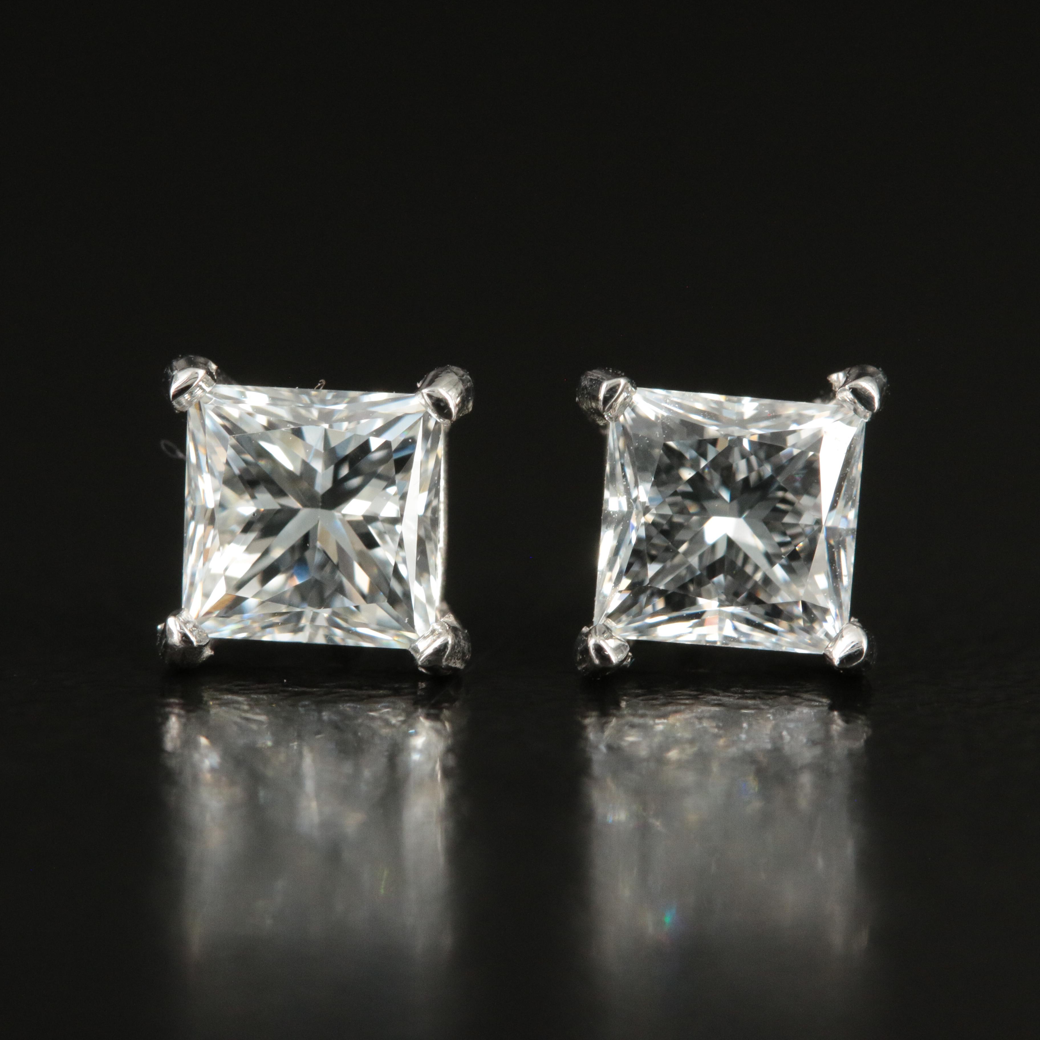 Platinum 1.55 CTW Diamond Stud Earrings with GIA eReport and Online Report