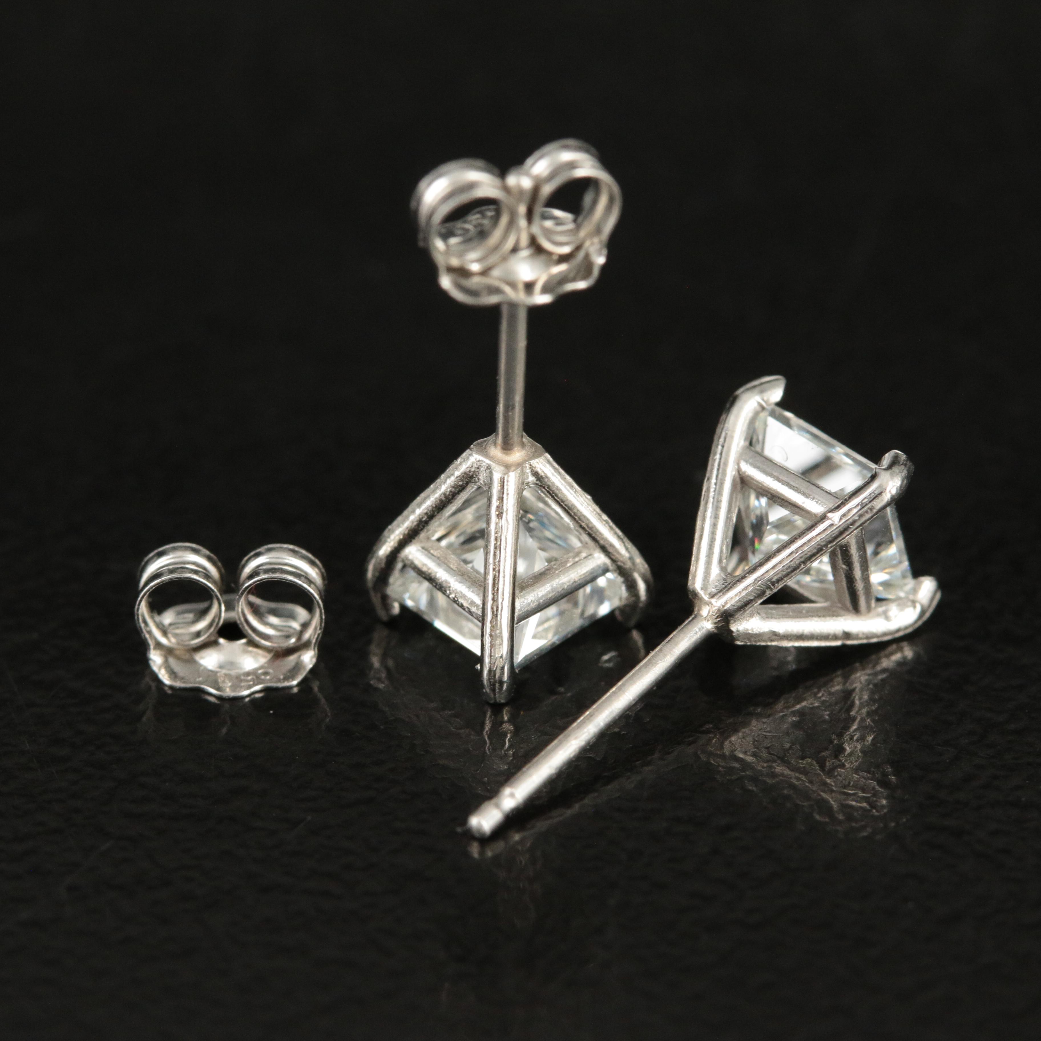 Platinum 1.55 CTW Diamond Stud Earrings with GIA eReport and Online Report
