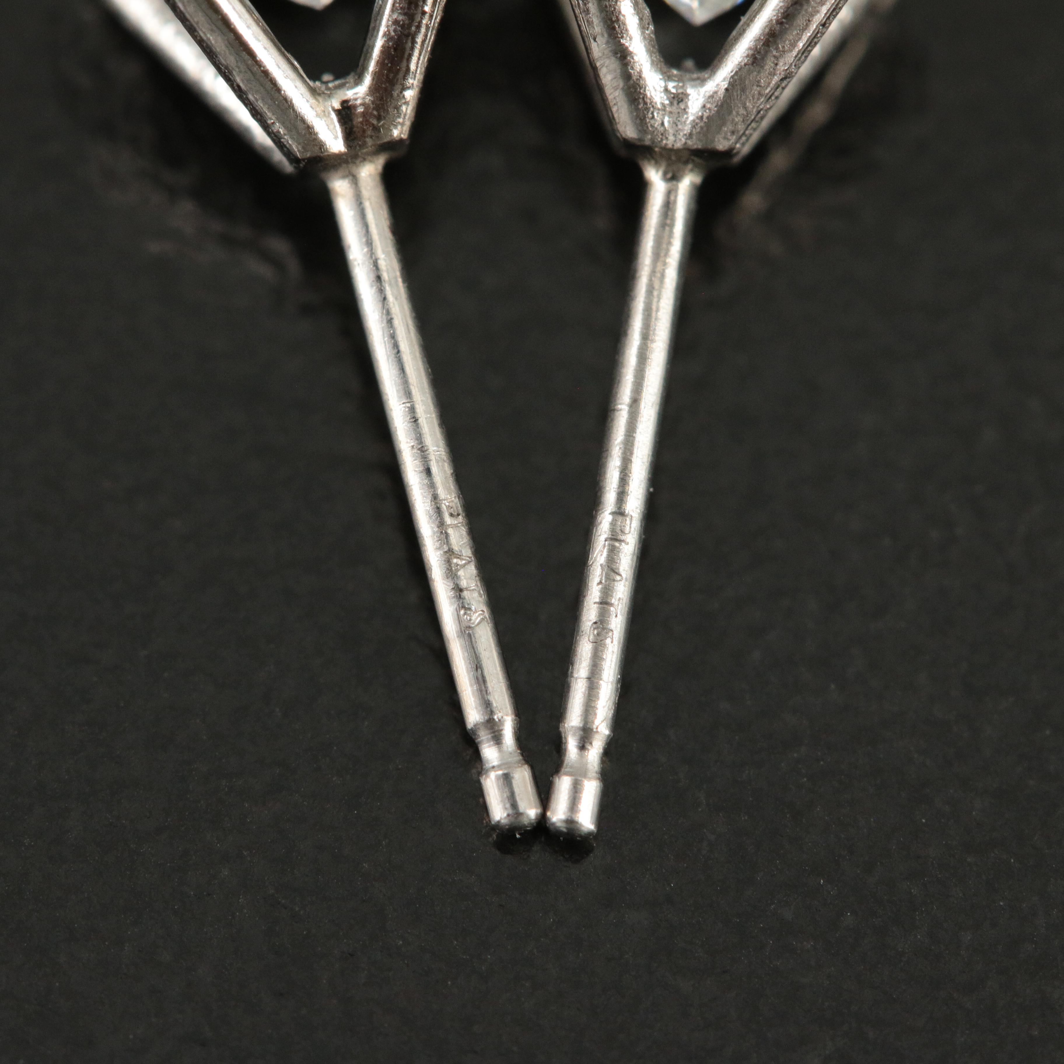 Platinum 1.55 CTW Diamond Stud Earrings with GIA eReport and Online Report