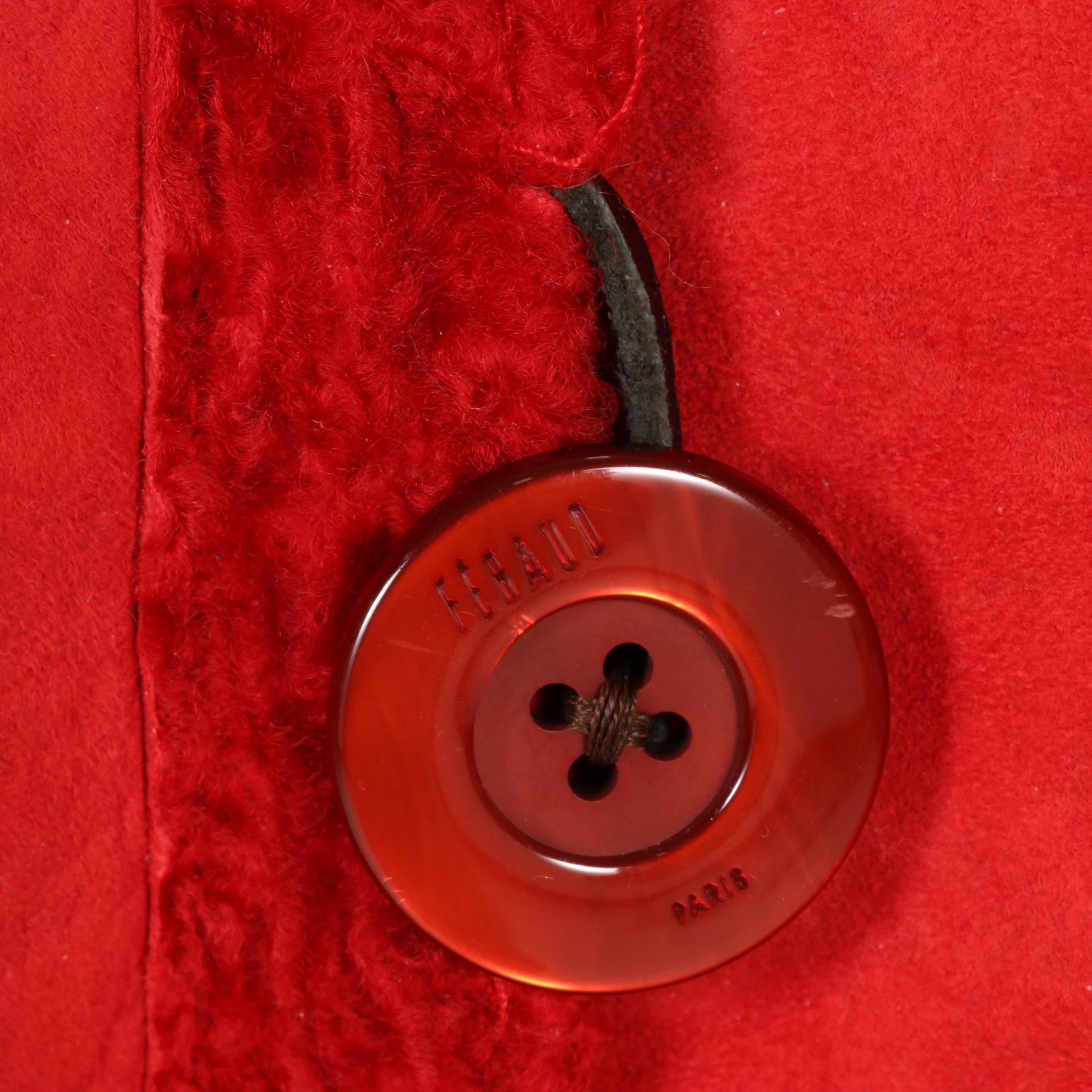 Louis Feraud Red Reversible Jacket with Black Mink Fur Collar