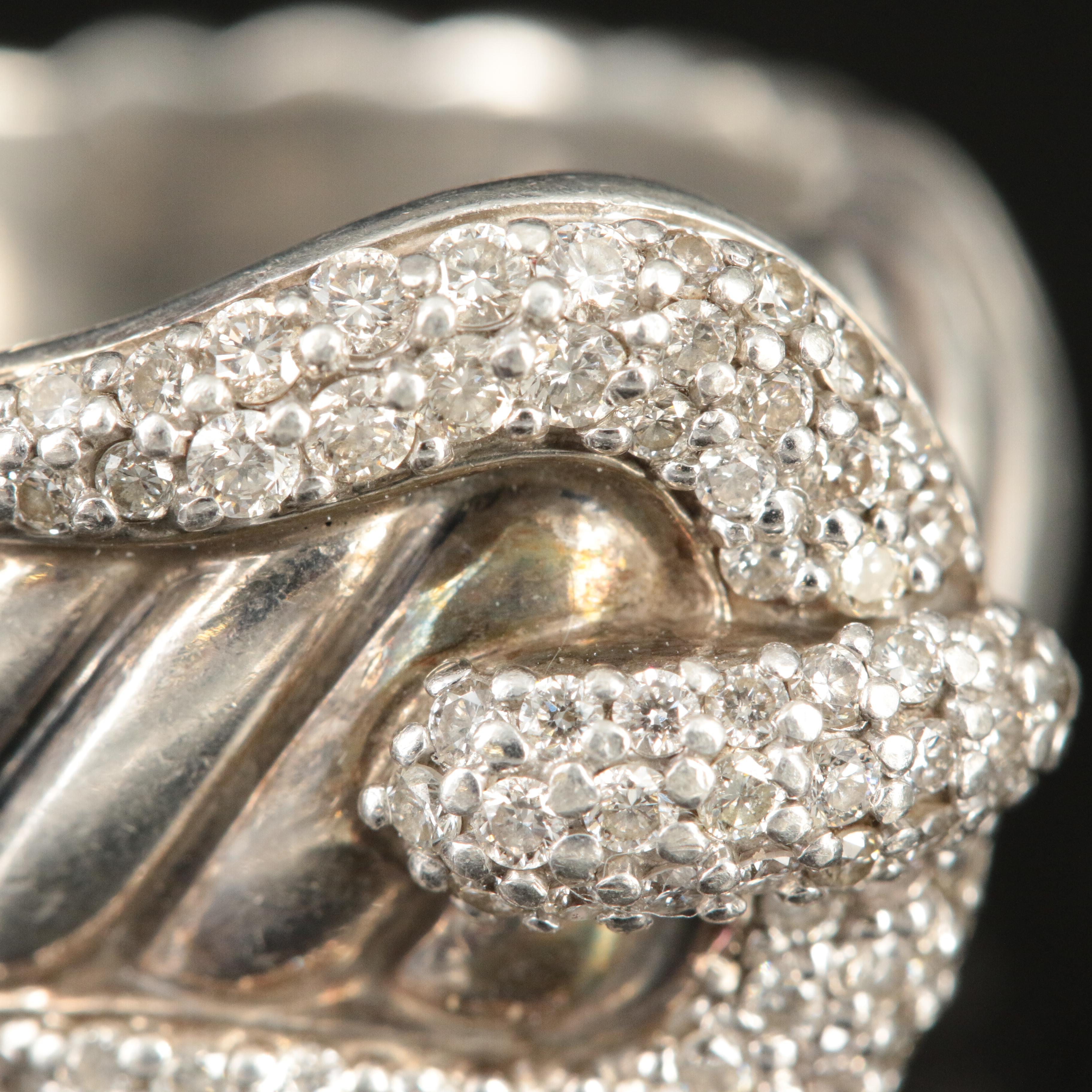 David Yurman Sterling 0.68 CTW Diamond Buckle Cable Ring