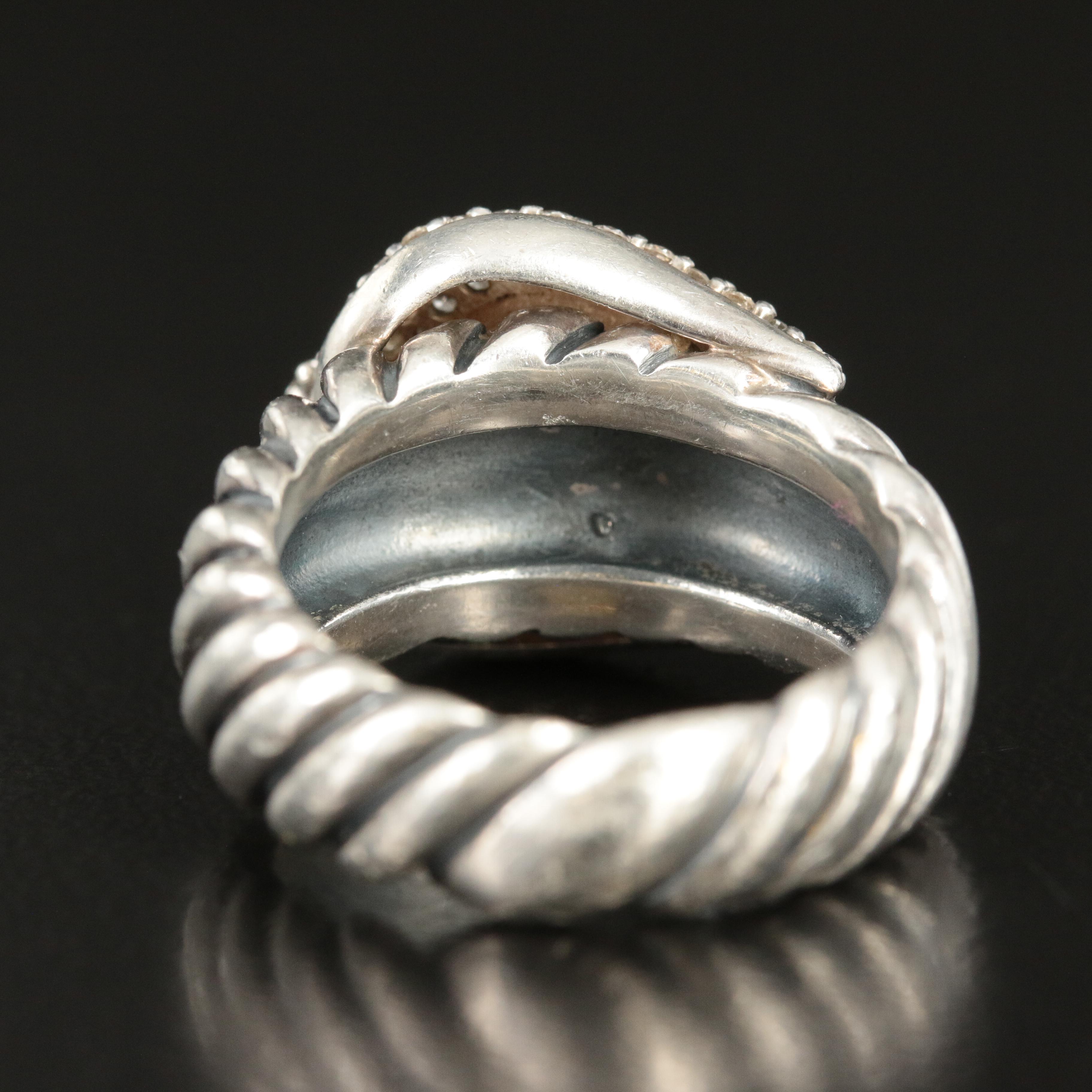 David Yurman Sterling 0.68 CTW Diamond Buckle Cable Ring