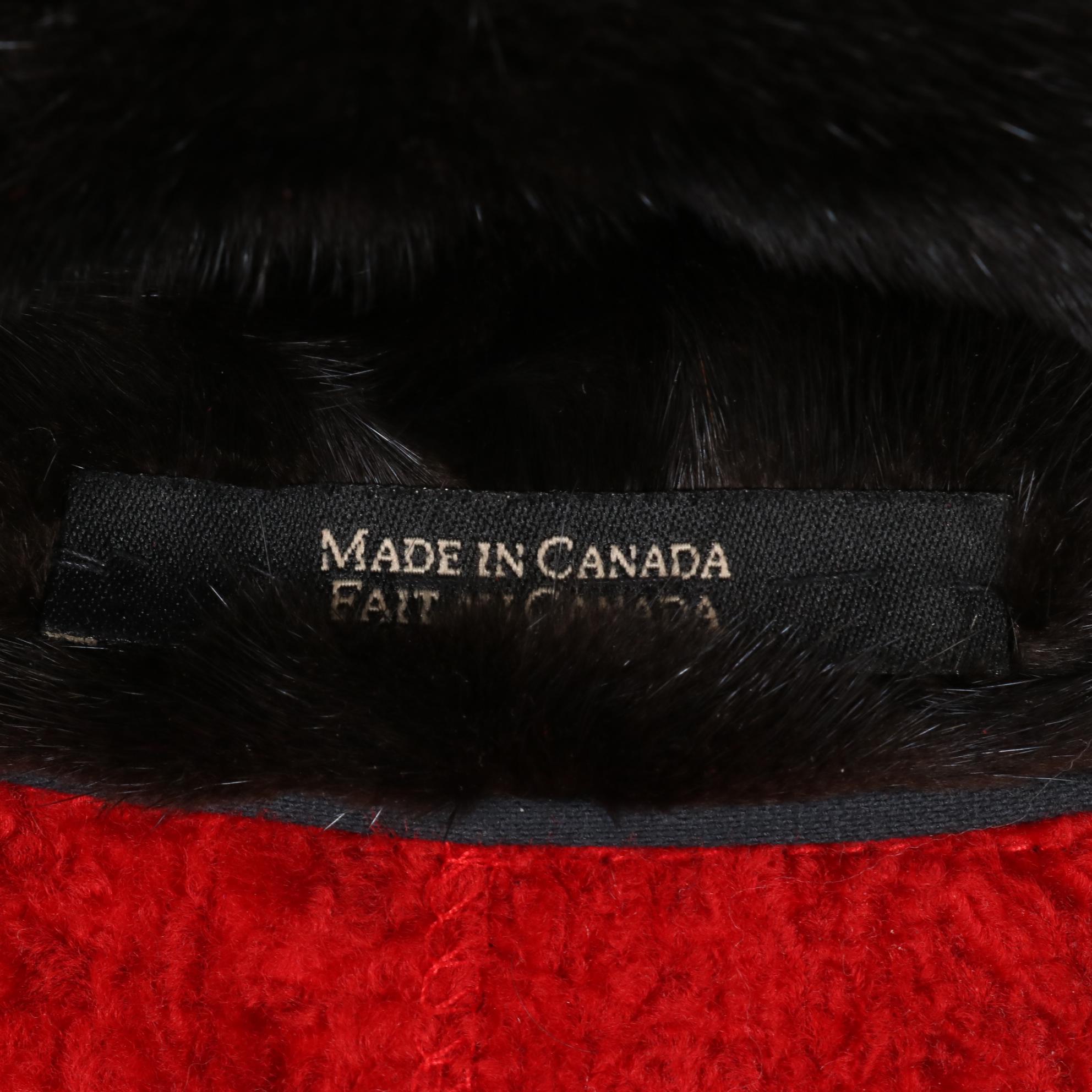 Louis Feraud Red Reversible Jacket with Black Mink Fur Collar