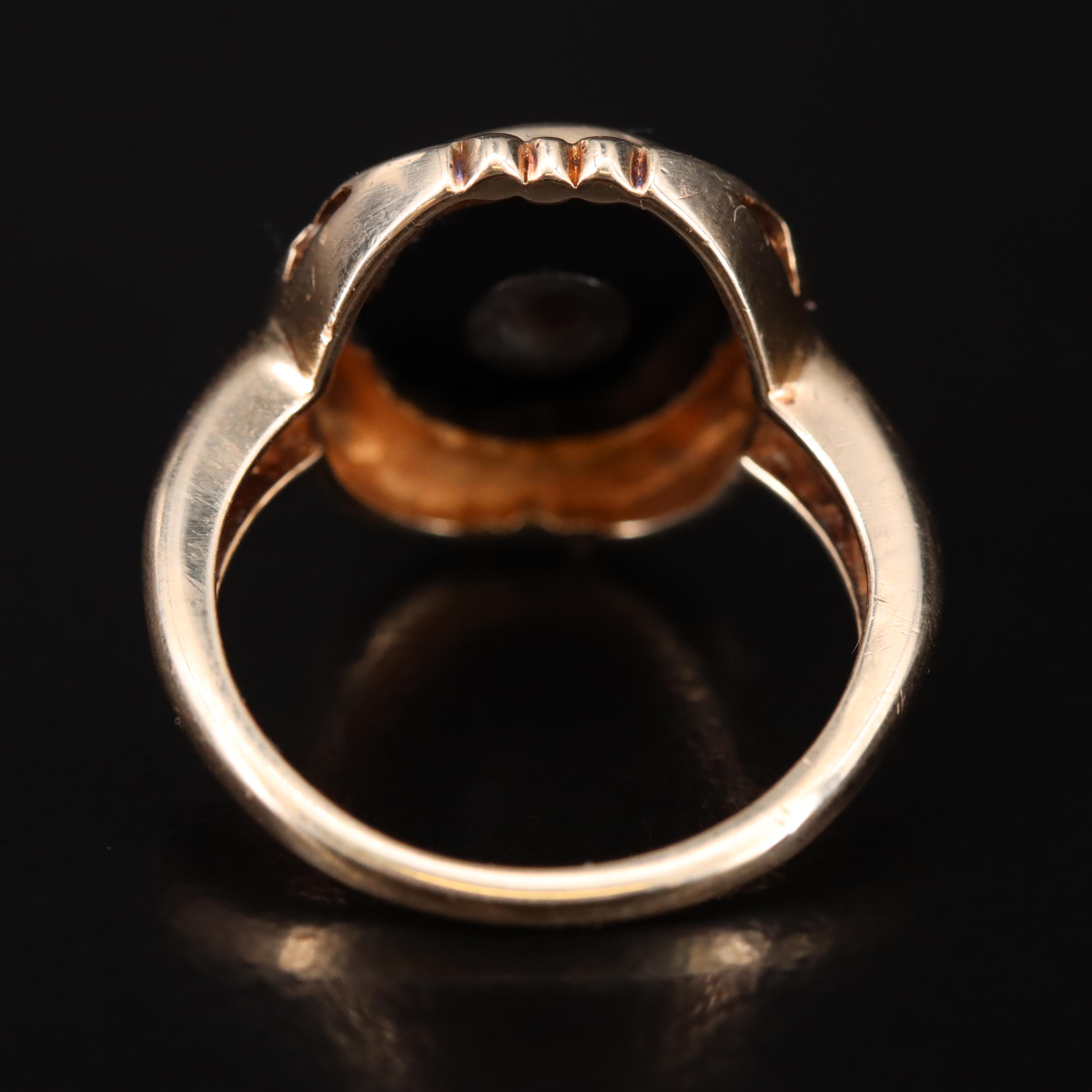 Vintage 10K Black Onyx and Diamond Ring