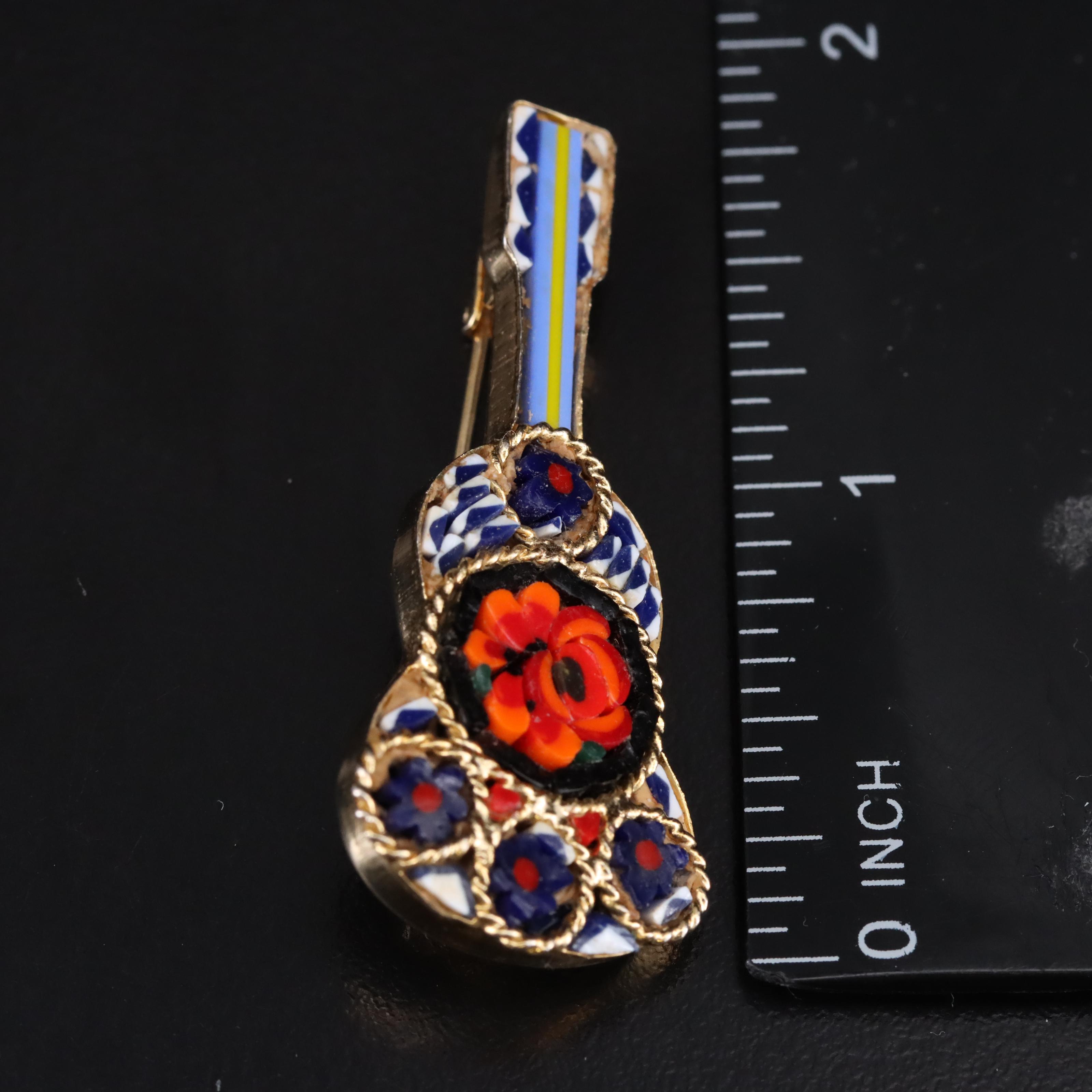 Micromosaic Guitar Brooch