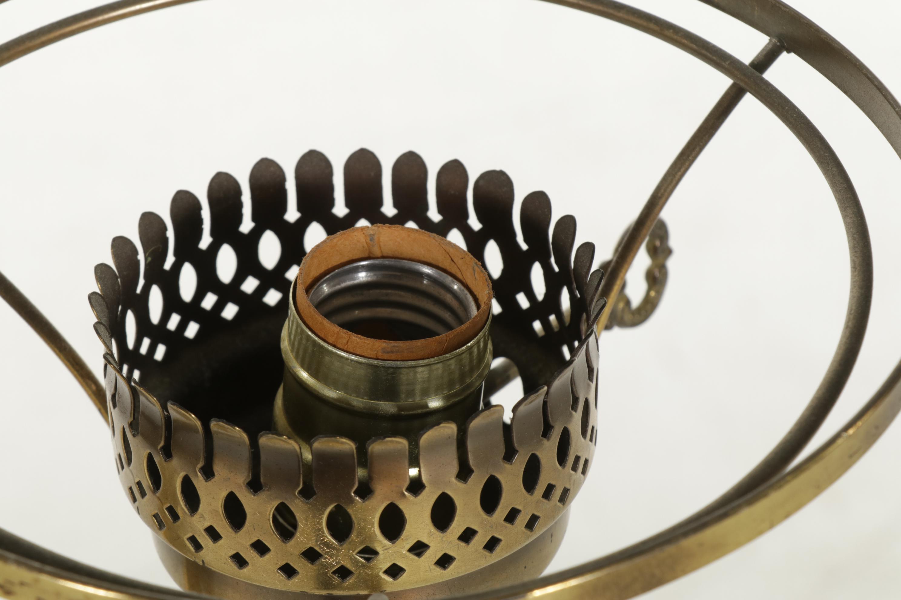 Two Light Faux Oil Floor Lamp with Milk Glass Shades, Mid to Late 20th Century