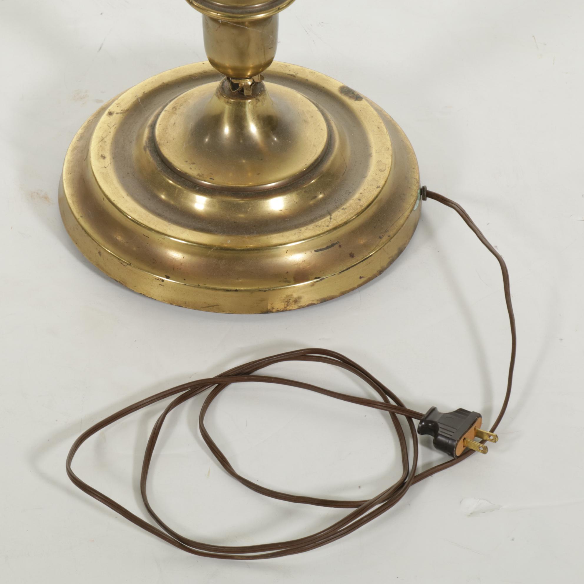 Two Light Faux Oil Floor Lamp with Milk Glass Shades, Mid to Late 20th Century