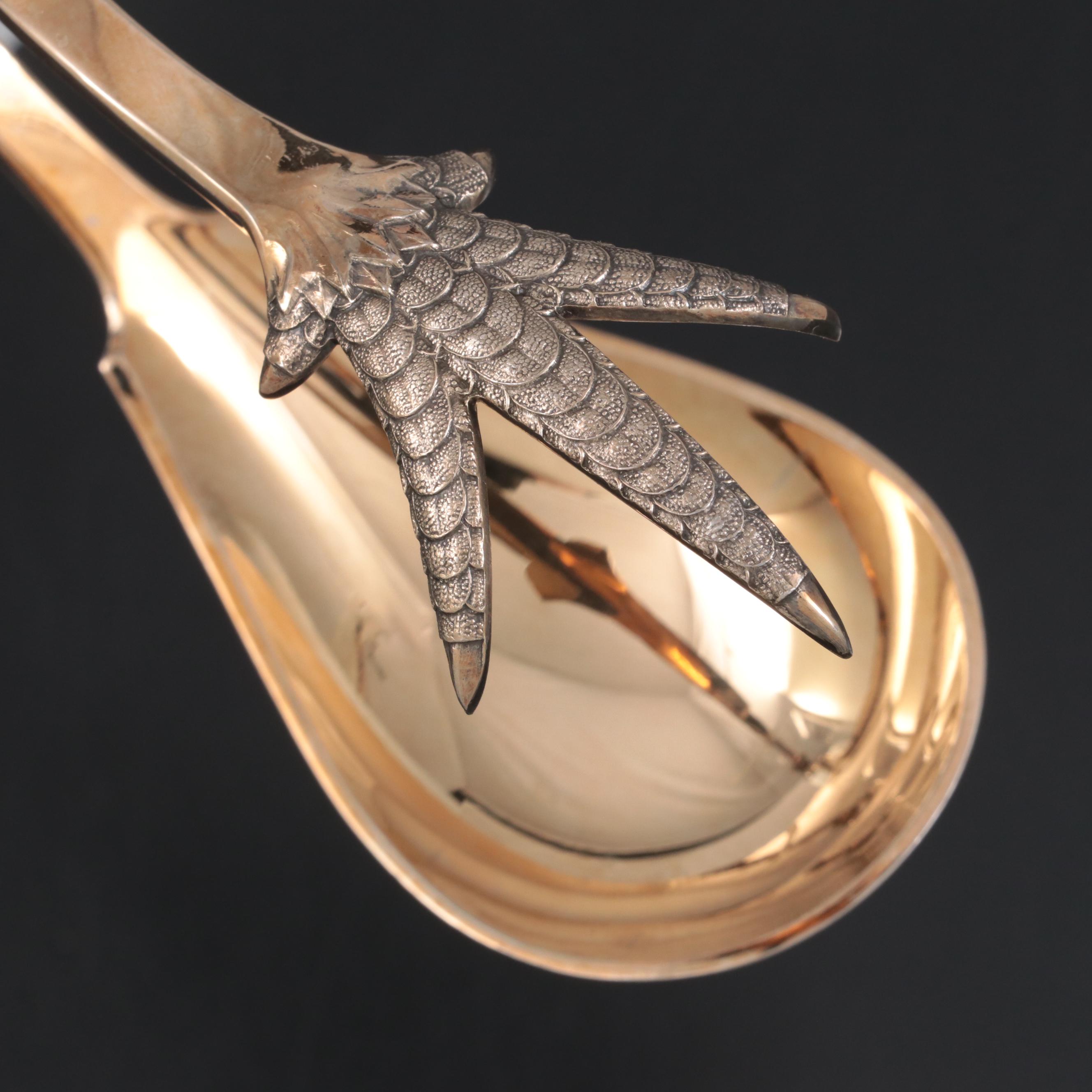 Gorham "Medallion" Sterling Silver Ice Tongs, Mid to Late 19th Century