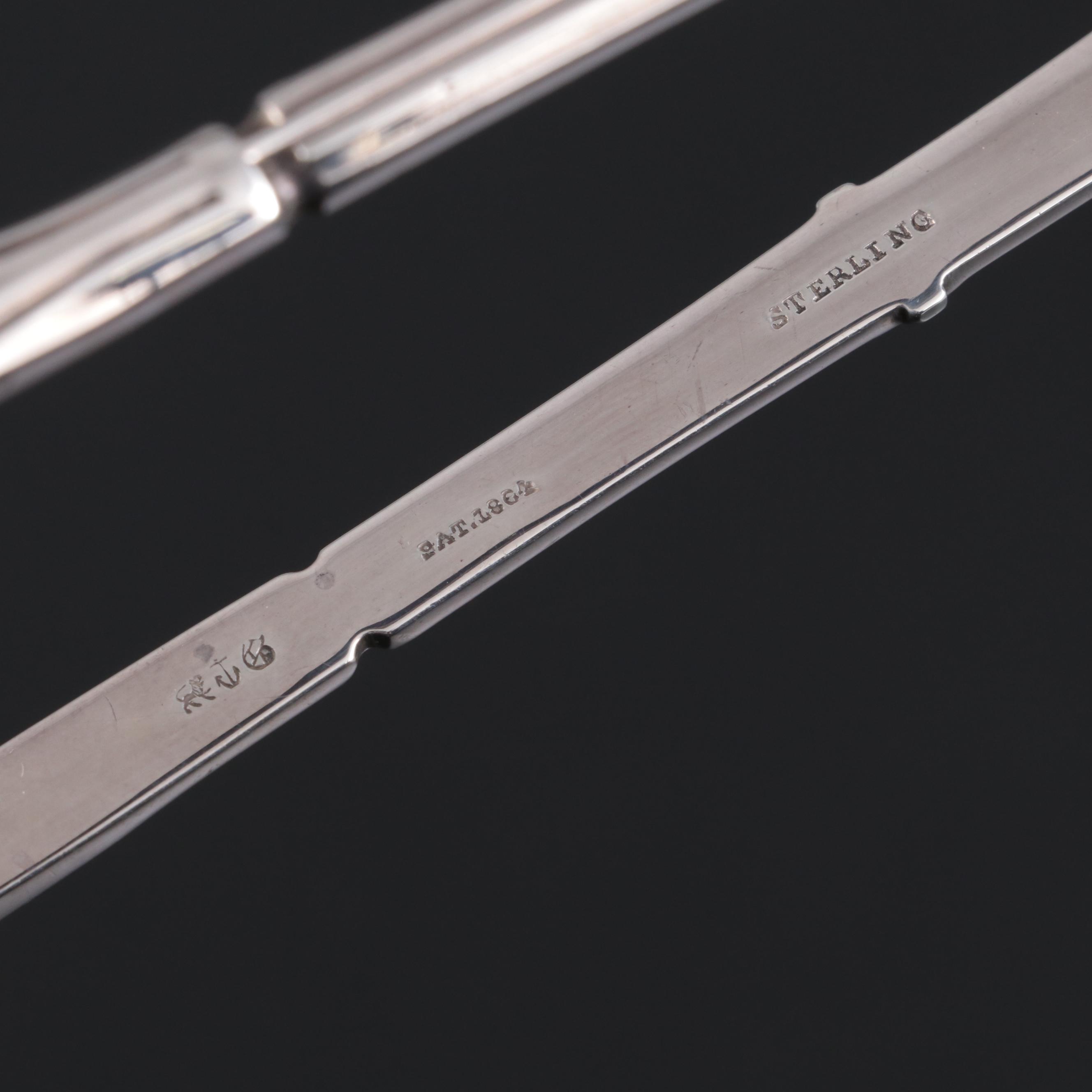 Gorham "Medallion" Sterling Silver Ice Tongs, Mid to Late 19th Century