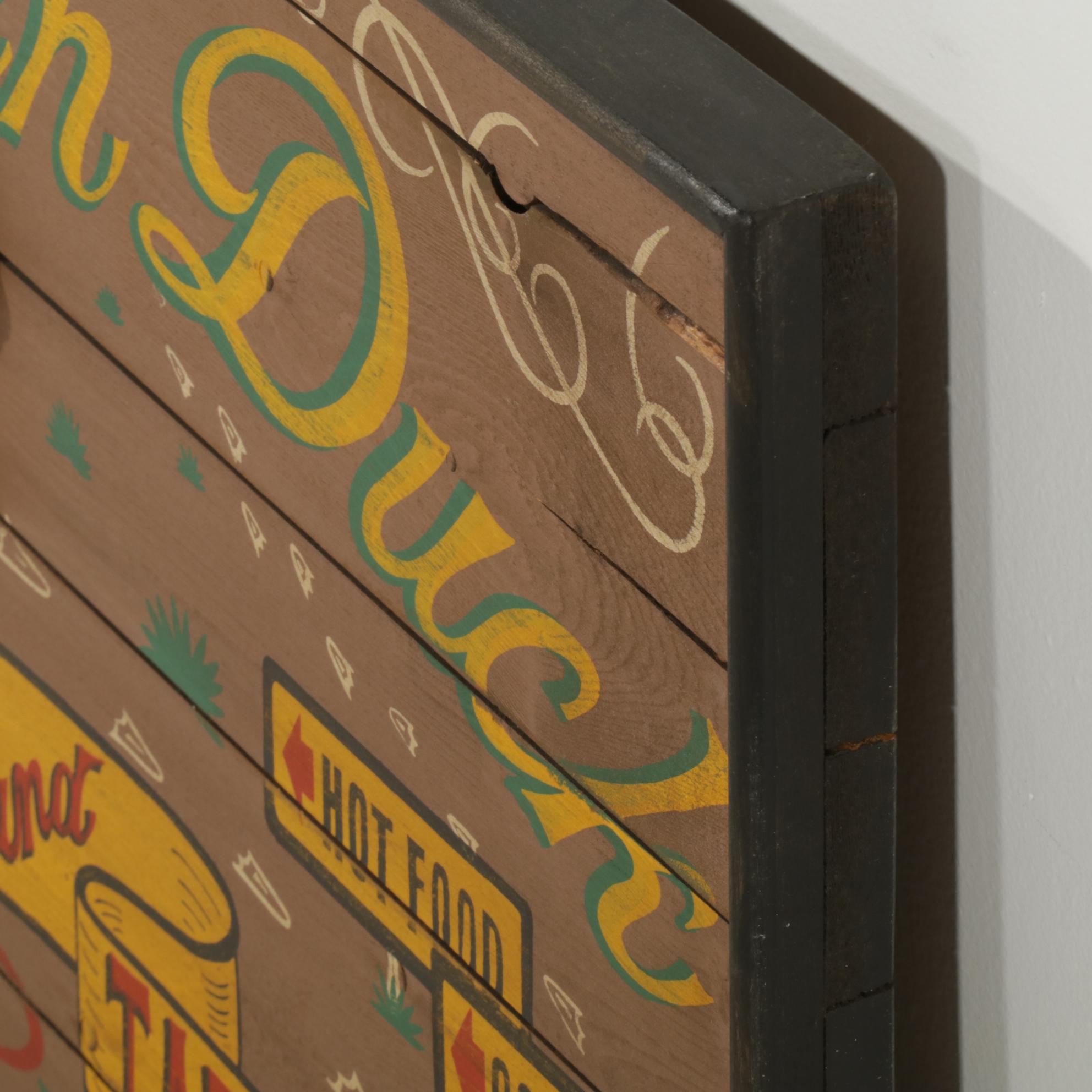 Wooden Hand-Painted Saloon and Tattoo Parlor Sign