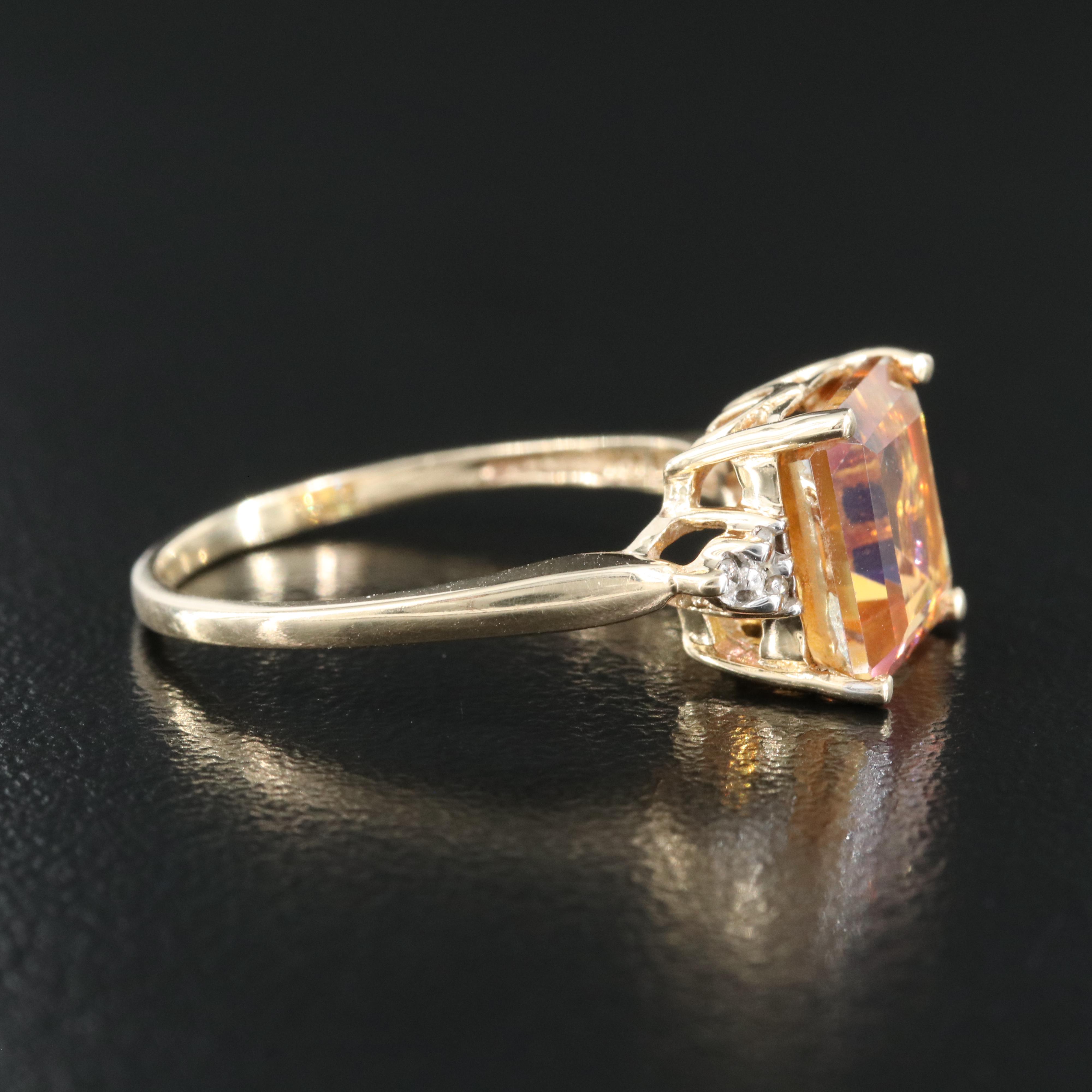 10K Mystic Topaz and Diamond Ring