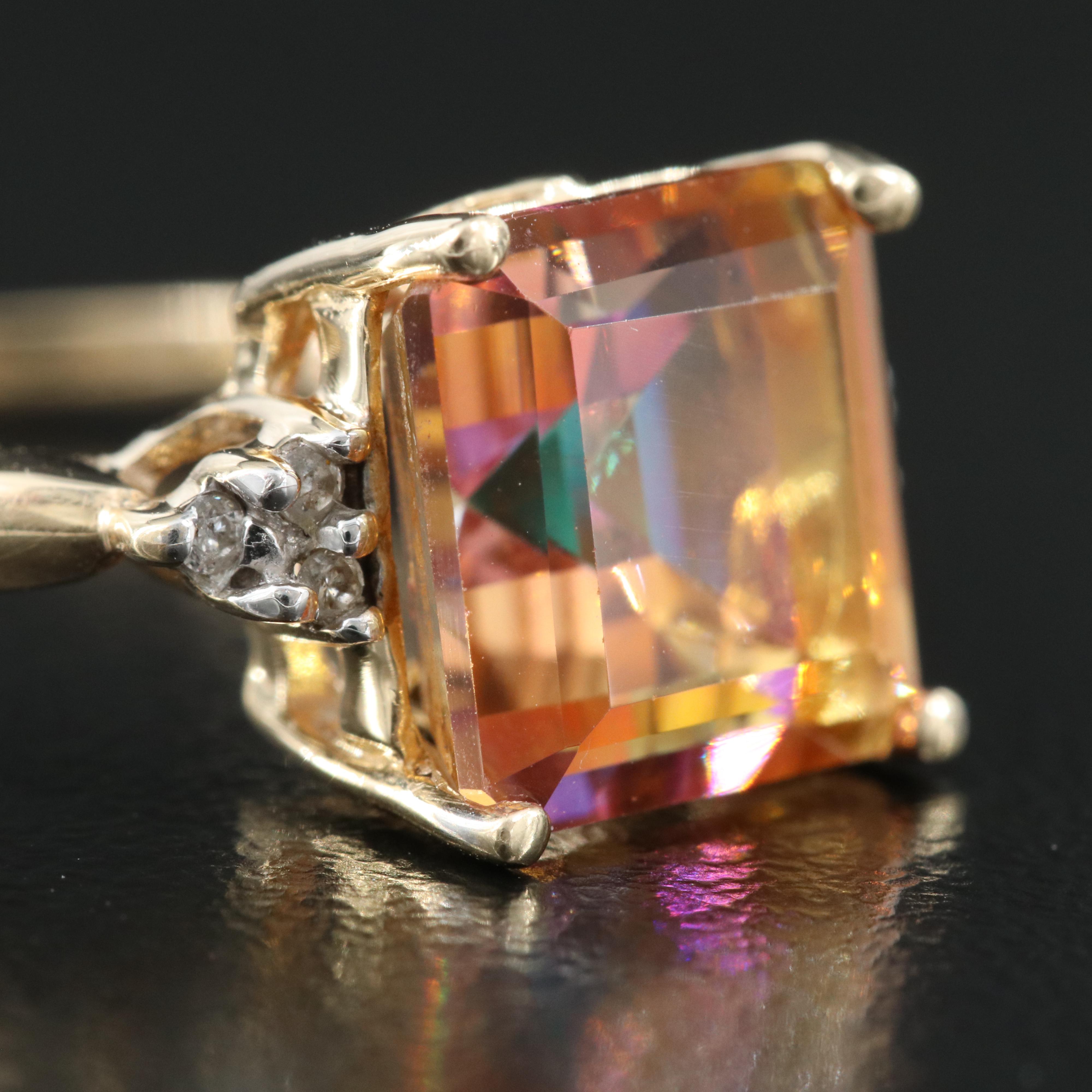 10K Mystic Topaz and Diamond Ring
