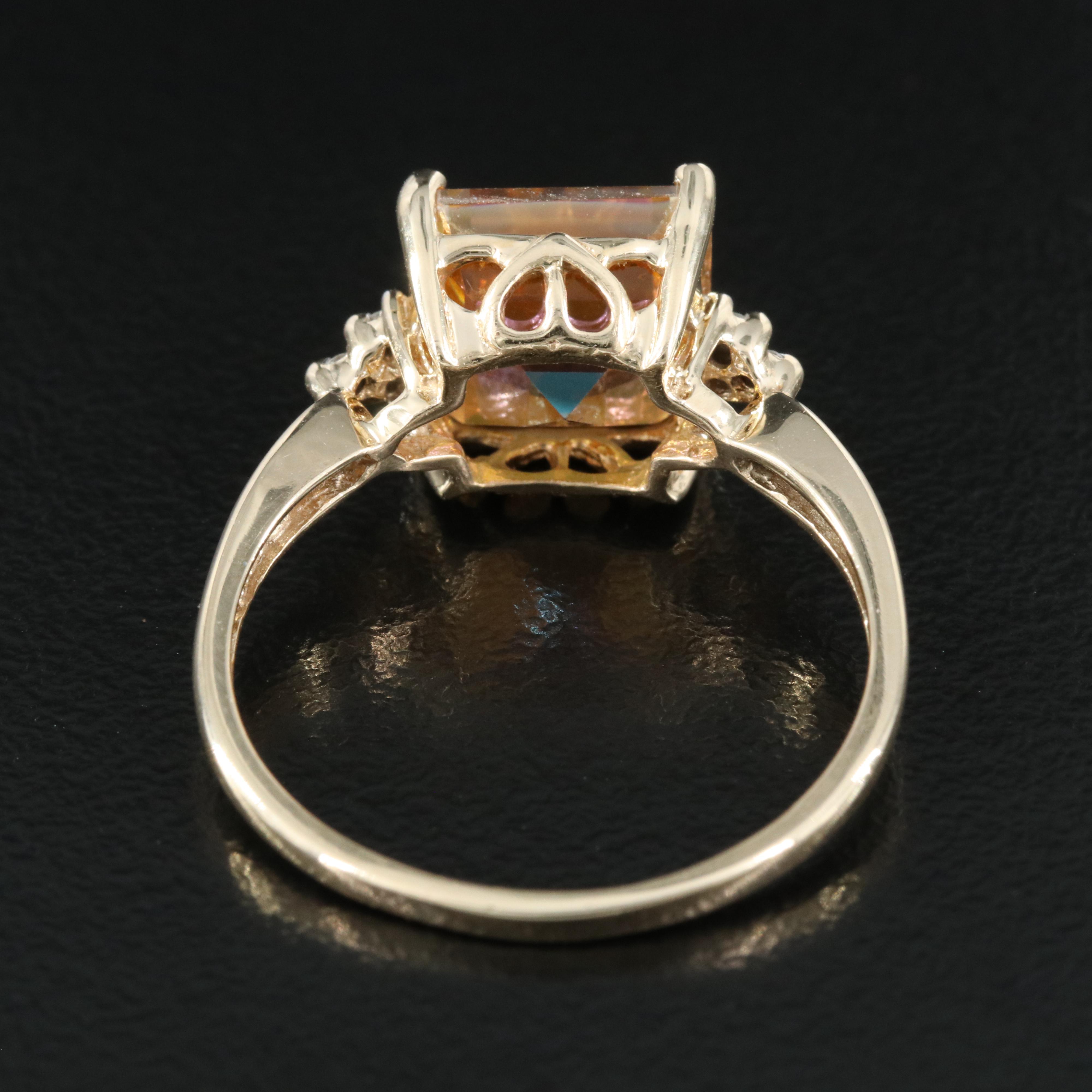 10K Mystic Topaz and Diamond Ring