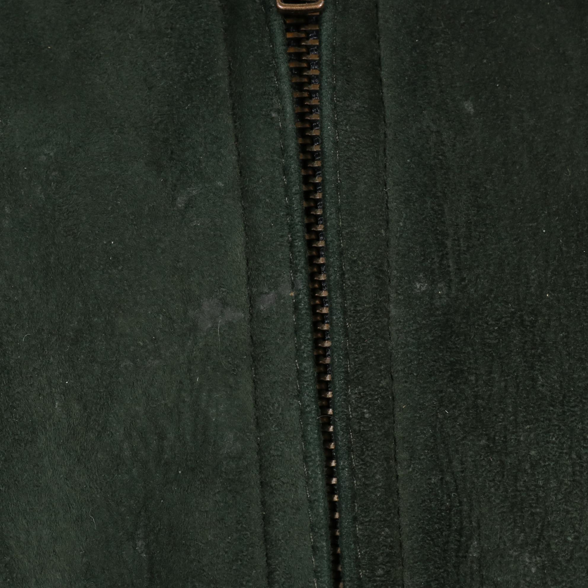 Coach Pine Green Suede Men's Bomber Jacket, XL