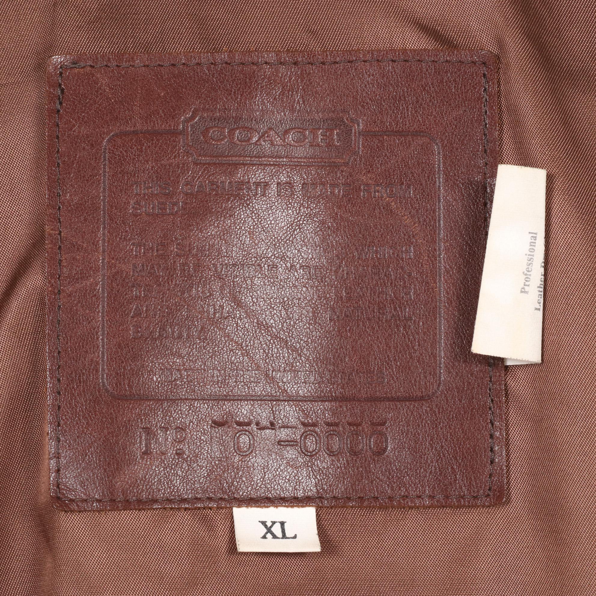 Coach Pine Green Suede Men's Bomber Jacket, XL