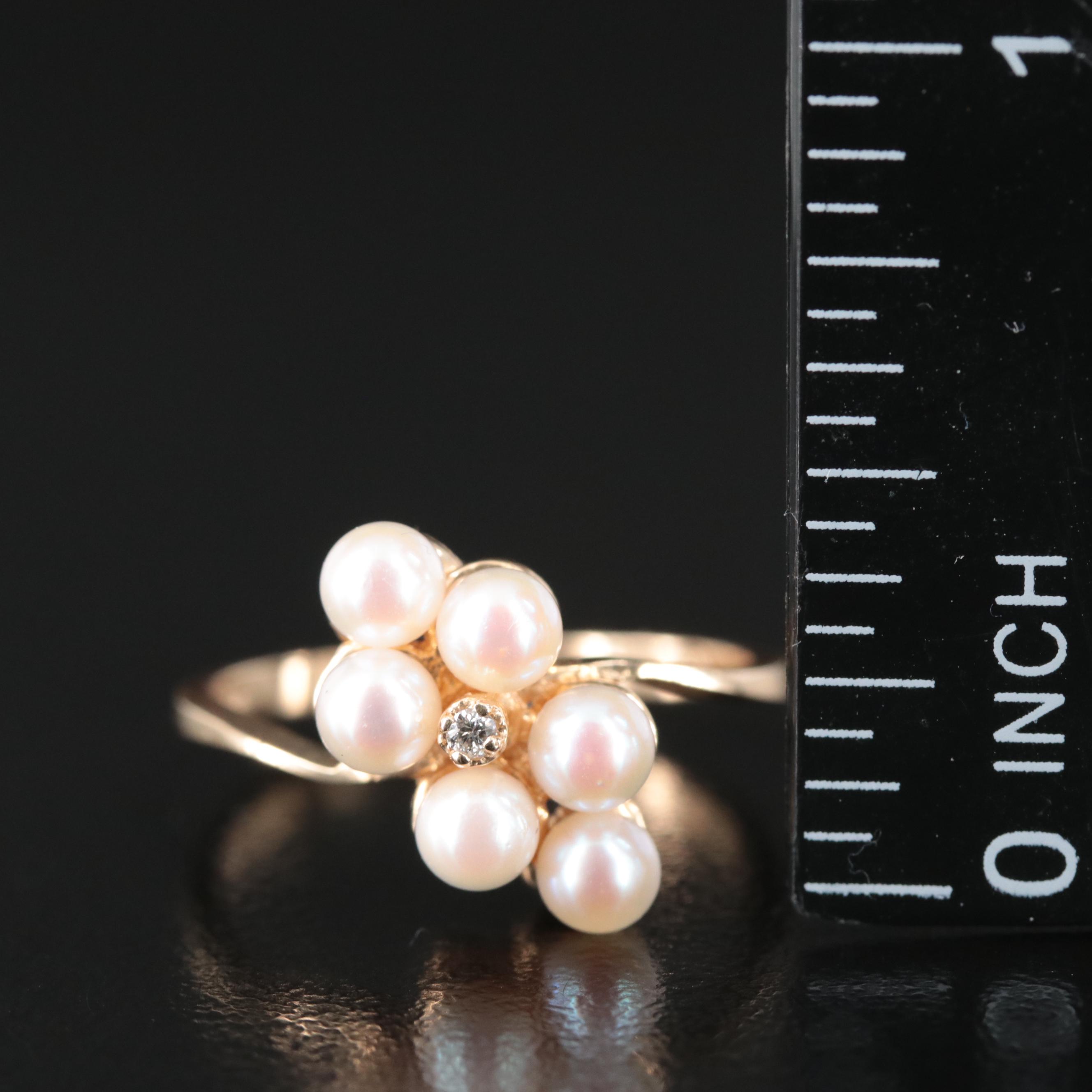 14K Pearl and Diamond Ring
