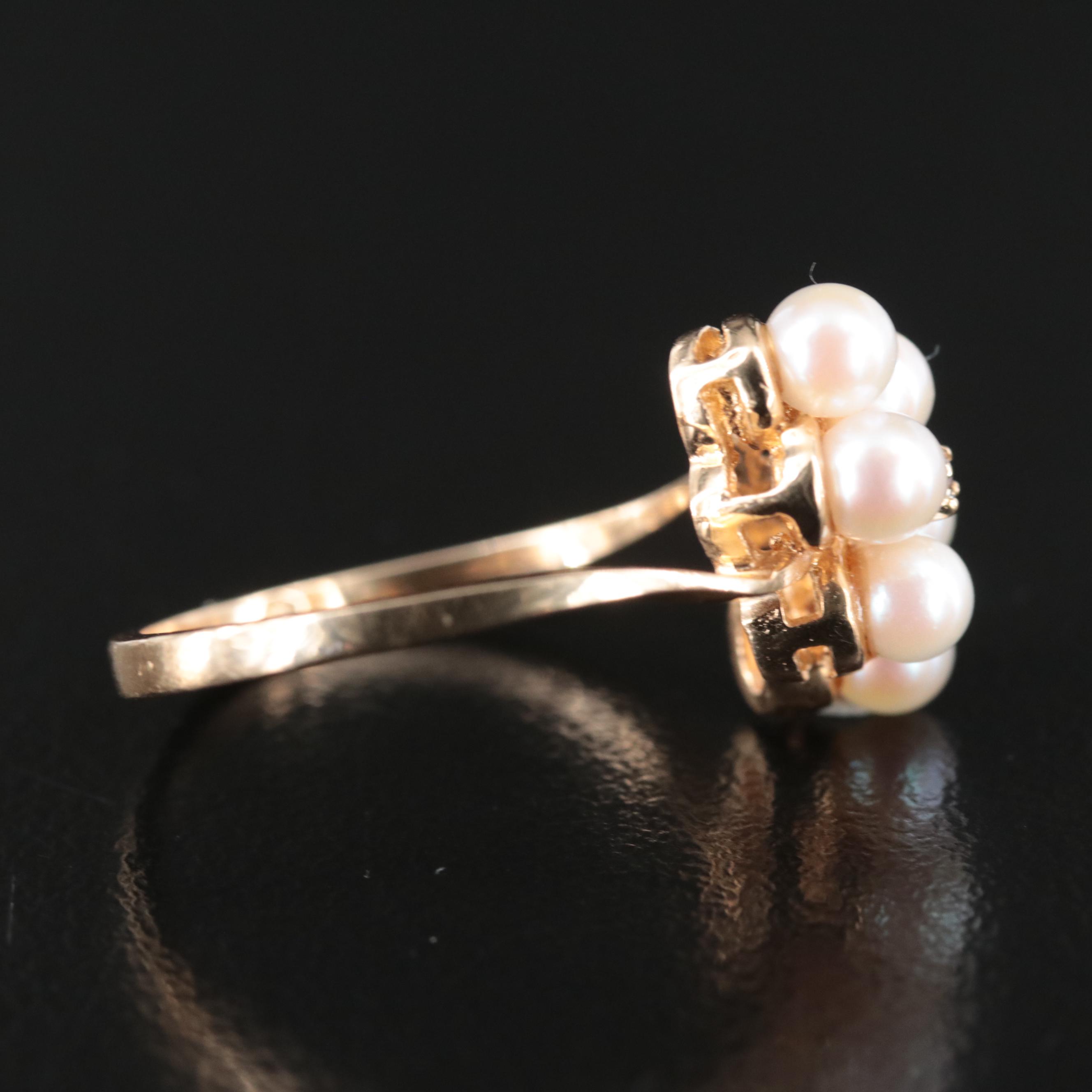 14K Pearl and Diamond Ring