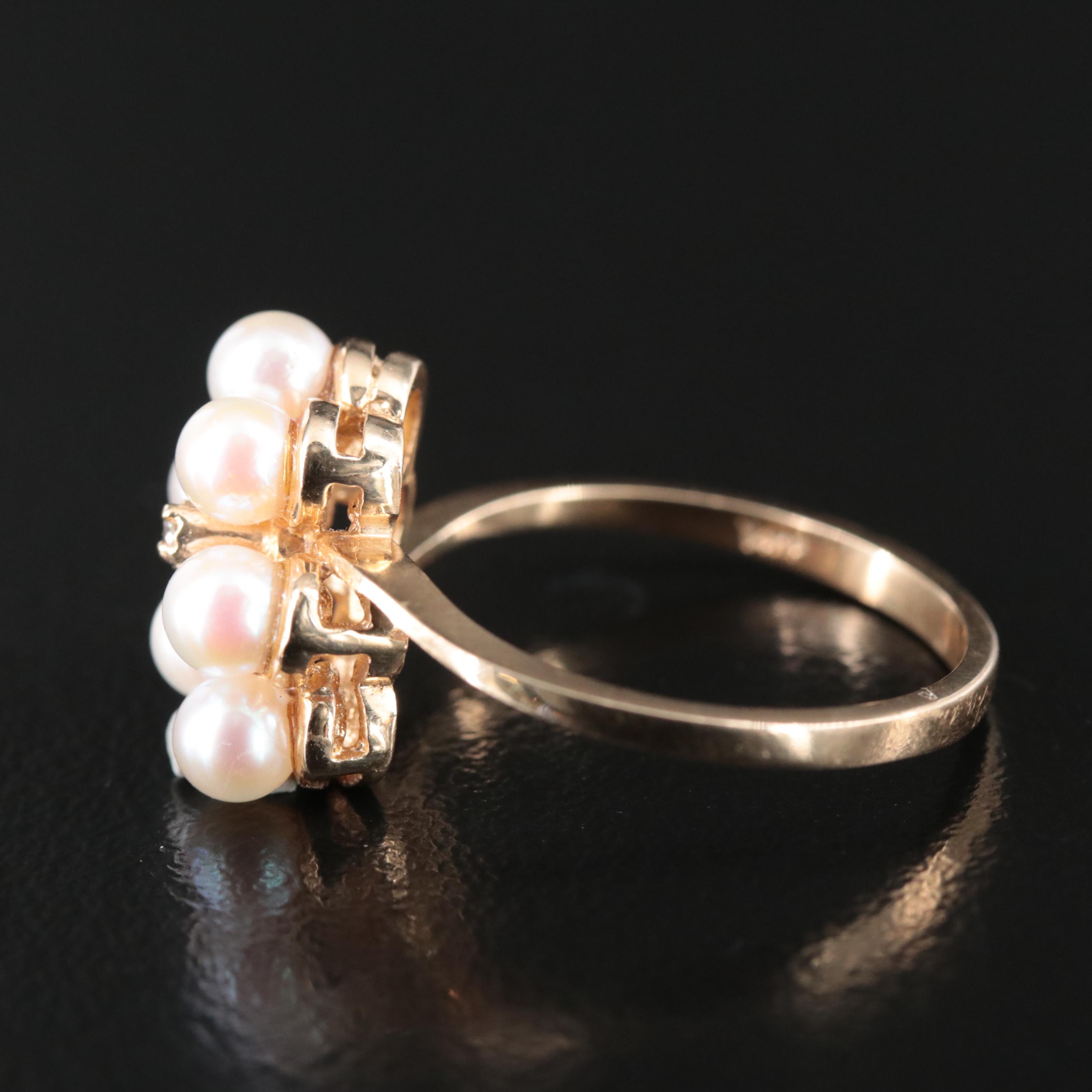 14K Pearl and Diamond Ring