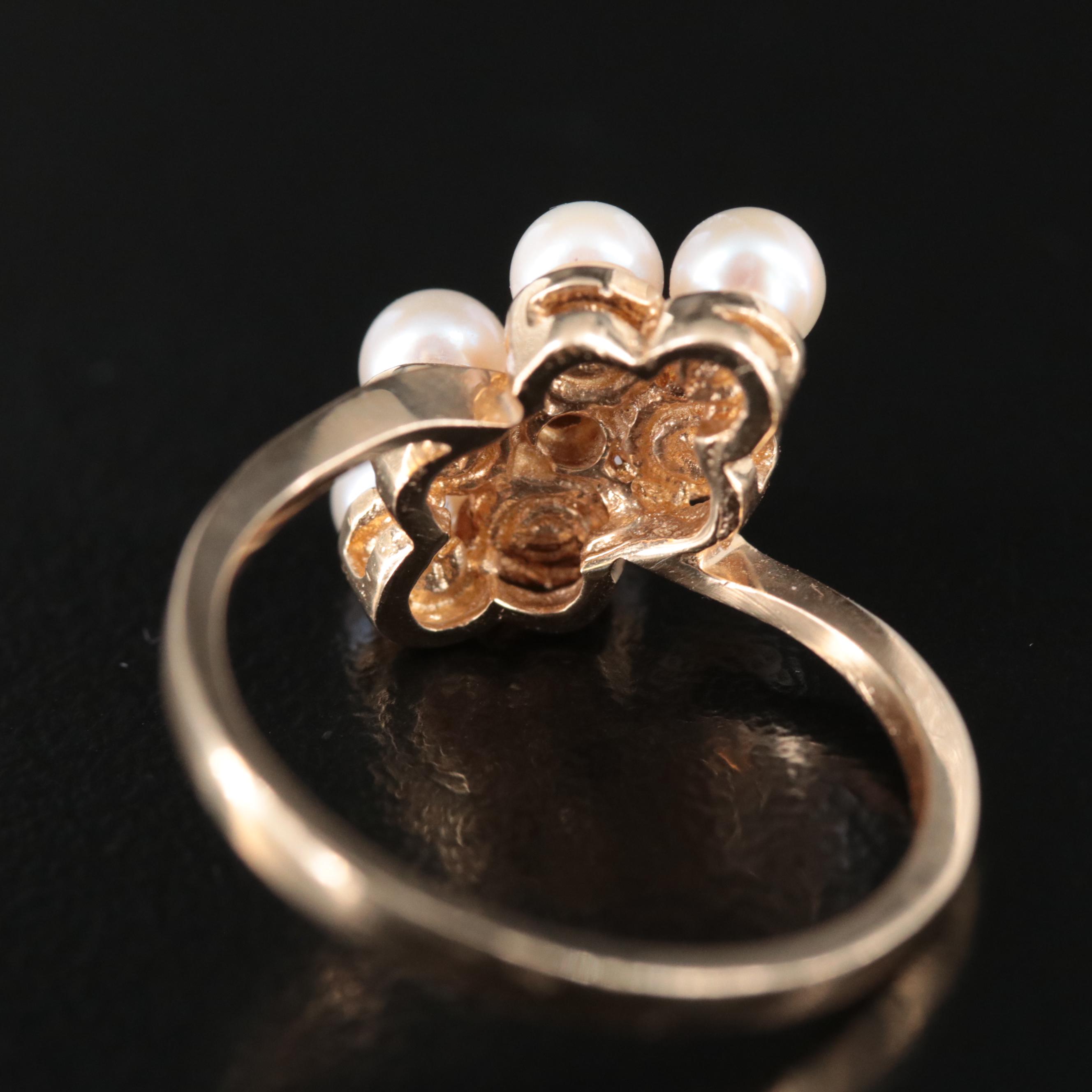 14K Pearl and Diamond Ring
